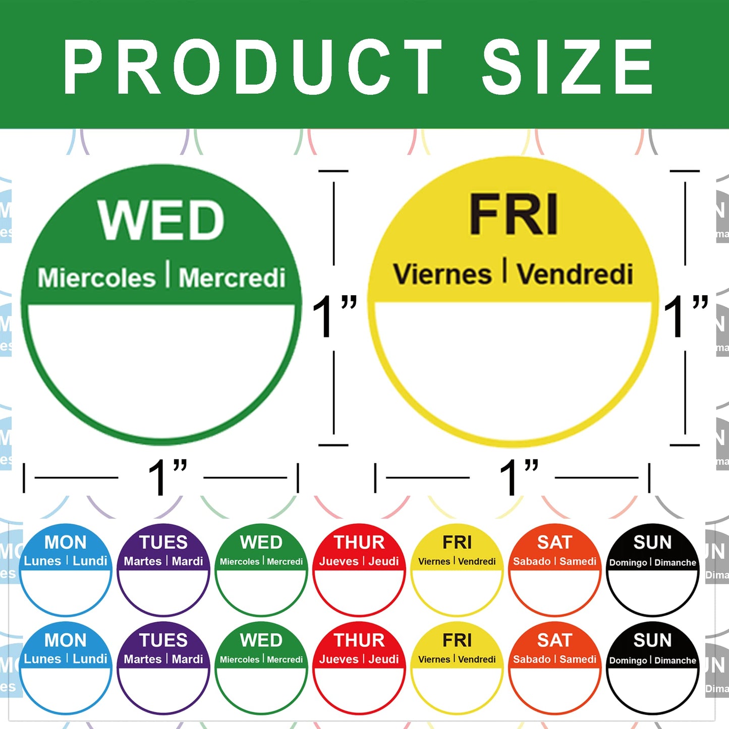 7 Days of The Week Labels 1 Inch Color Coding Food Rotation Labels - Self Adhesive Mon, Tue, Wed, Thurs, Fri, Sat Sun Day Label 700 Pcs Day Stickers