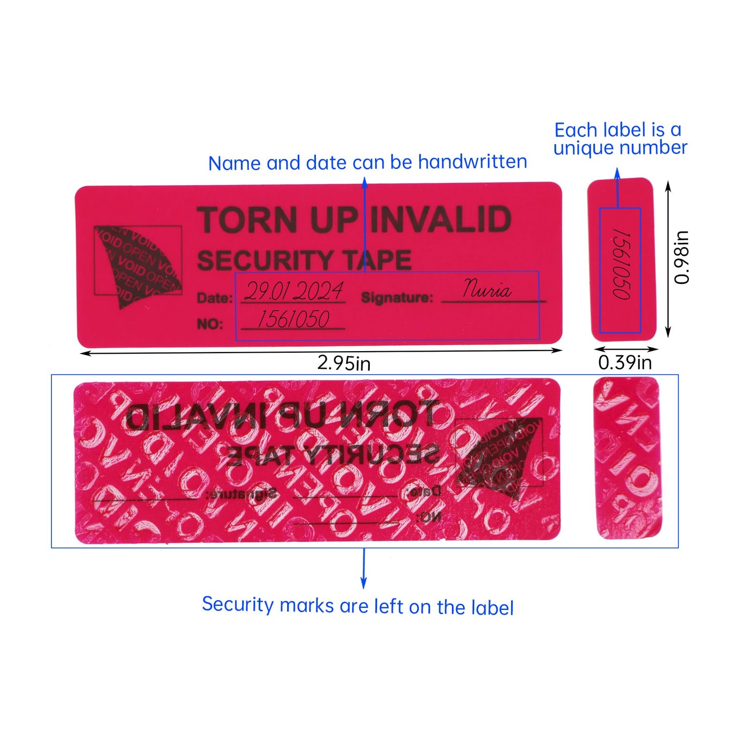 Solitary Walker 300Pcs Tamper Evident Security Labels 1x3 inch Red No Transfer No Damage to Protected Item Prevent Opened Void Tamper Proof Stickers Safety Torn up Invalid Seals Tape