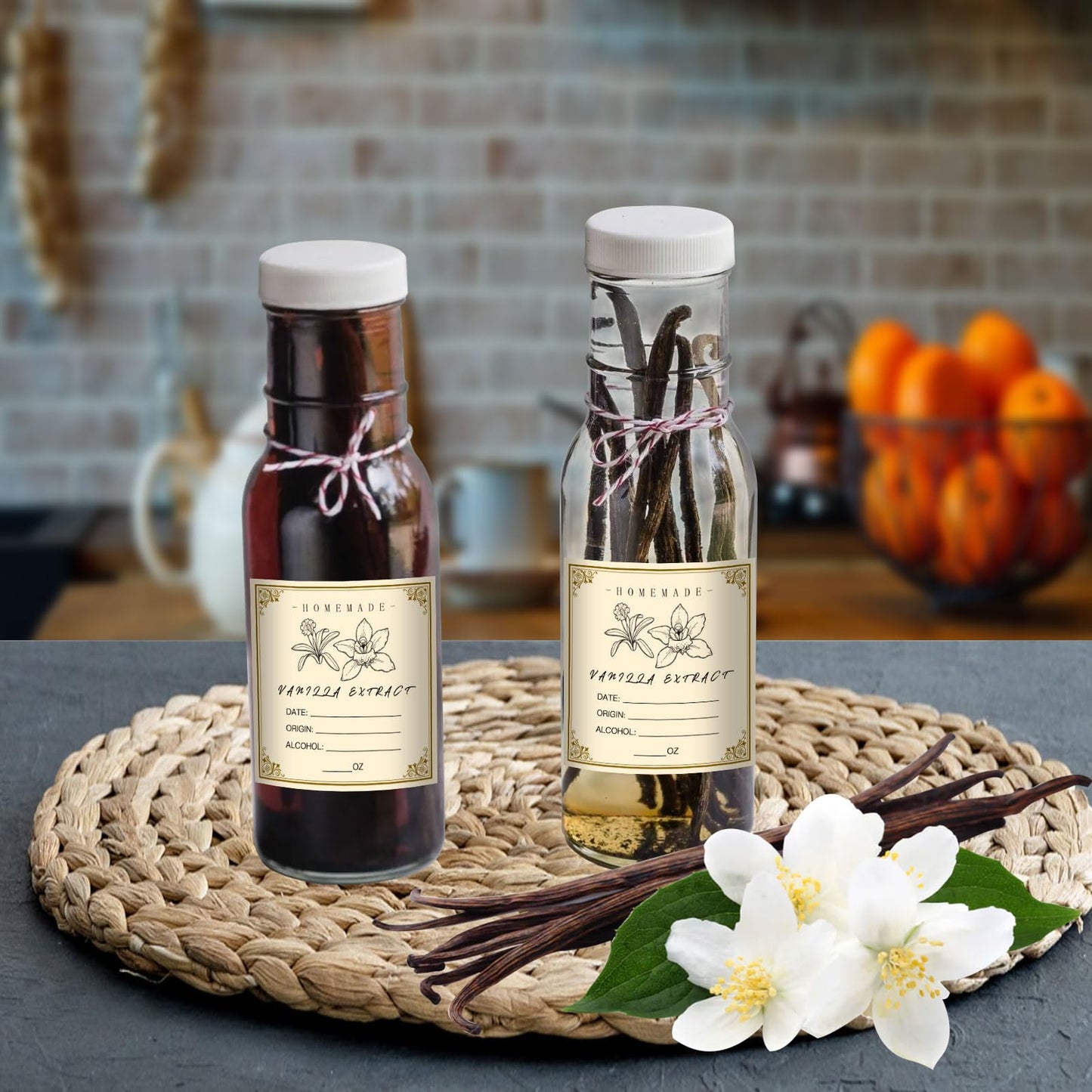 12PCS Vanilla Extract Labels - Homemade Vanilla Stickers for Handcrafted Bottles, Vintage Labels for 2oz,4oz,8oz,16oz Bottles (2.5inch,Square)