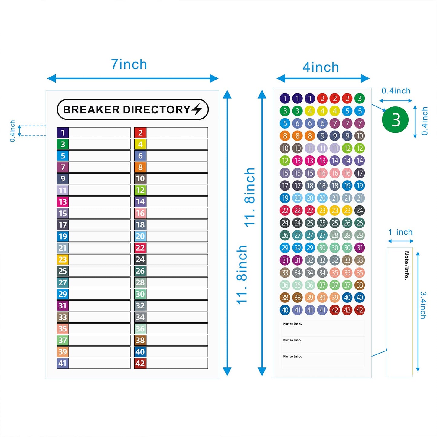 16 Sheets Breaker Panel Labels Electrical Box Sticker Numbers Breaker Panel Labels Electrical Sticker Number Catalog Load Center Adhesive Waterproof Reusable(Mix Colors) Mix Colors