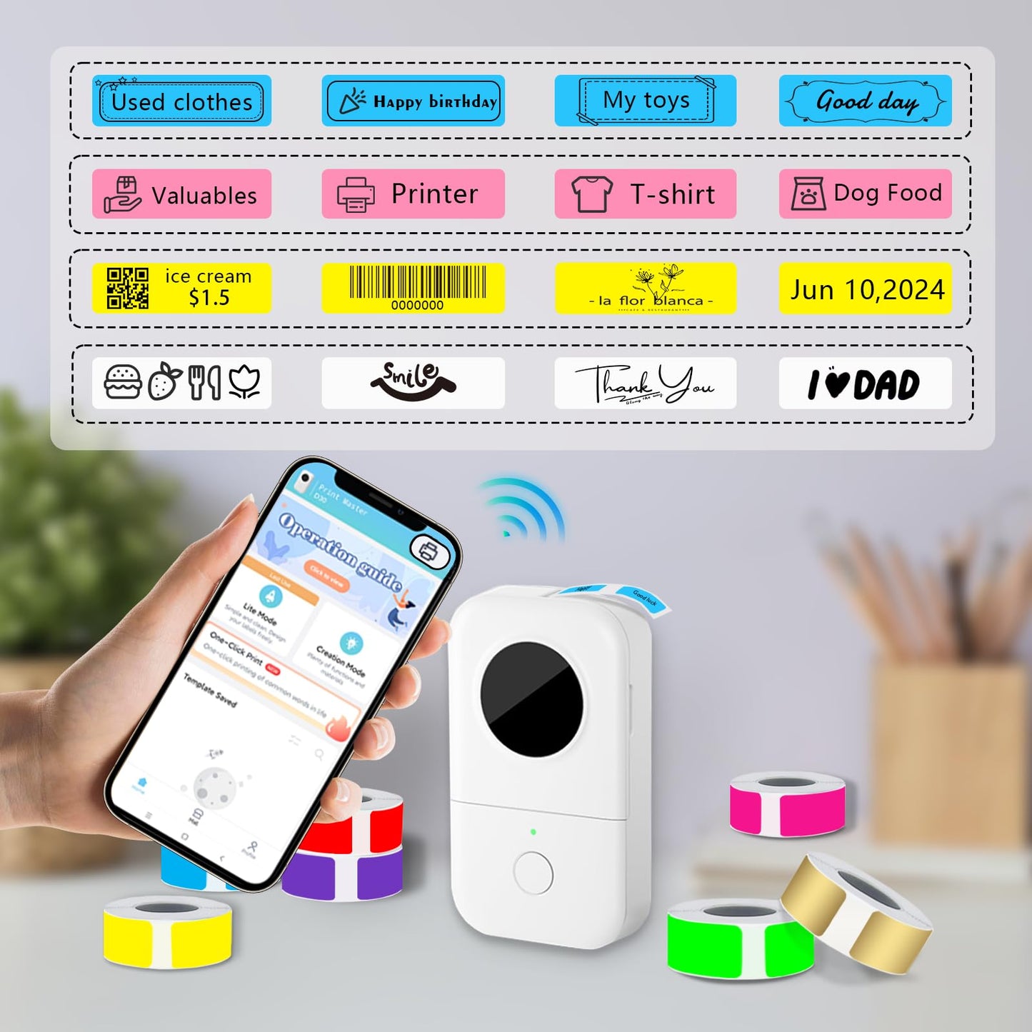 Thermal Label Tape 0.55"x1.57"(14x40mm) 4 Rolls,640Pcs,Waterproof,Oil-Proof,Strong Adhesive Thermal Labels,Compatible with D30 Portable Thermal Printer,for Home,Office,Storage,Sky Blue. Sky Blue