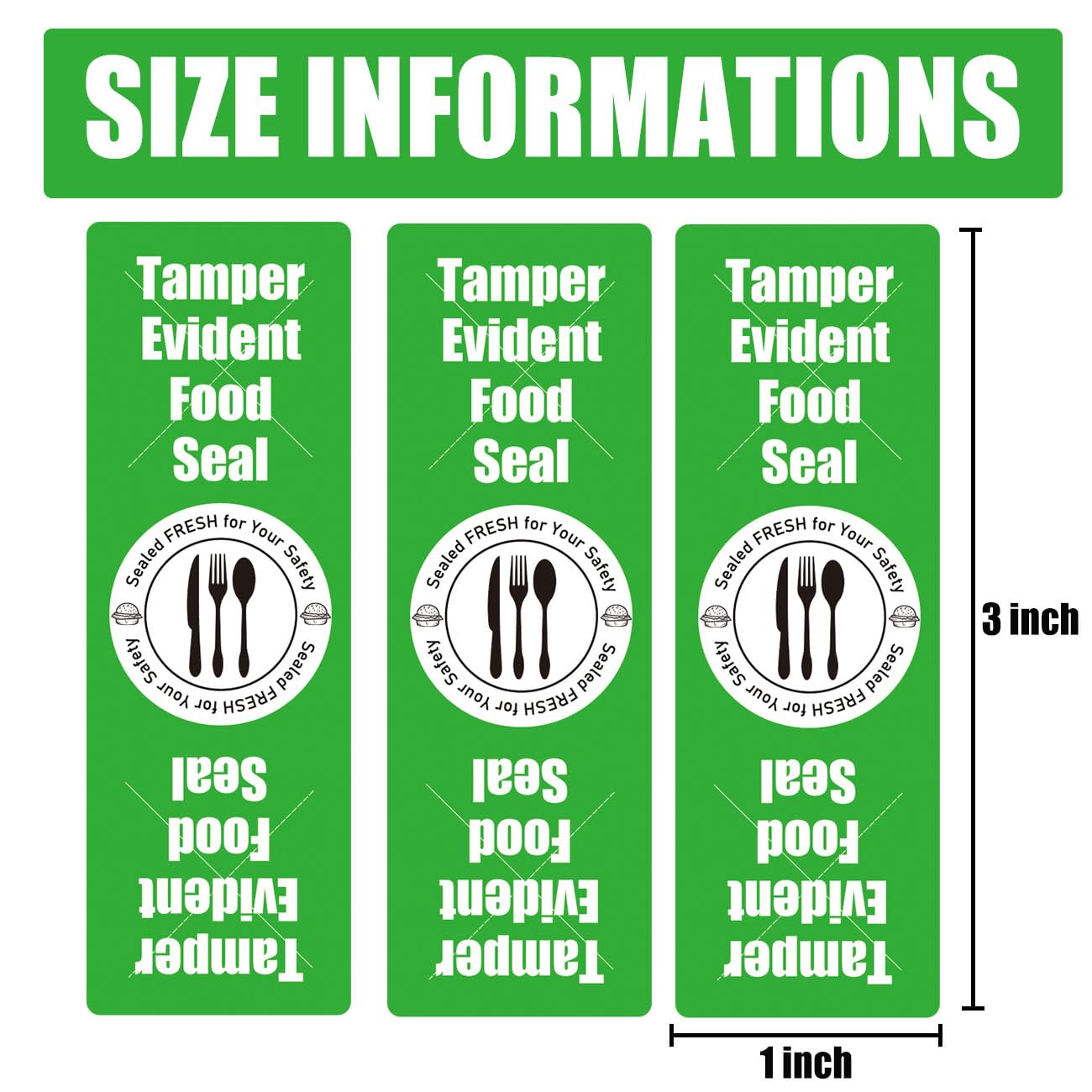 Tamper Evident Food Sealed for Freshness and Safety Stickers 1x 3 Inch Safe Secure Tamper Proof Food Delivery Labels Tamper Resistant Sealed for Containers Jars Mailing Packaging (Green) Green