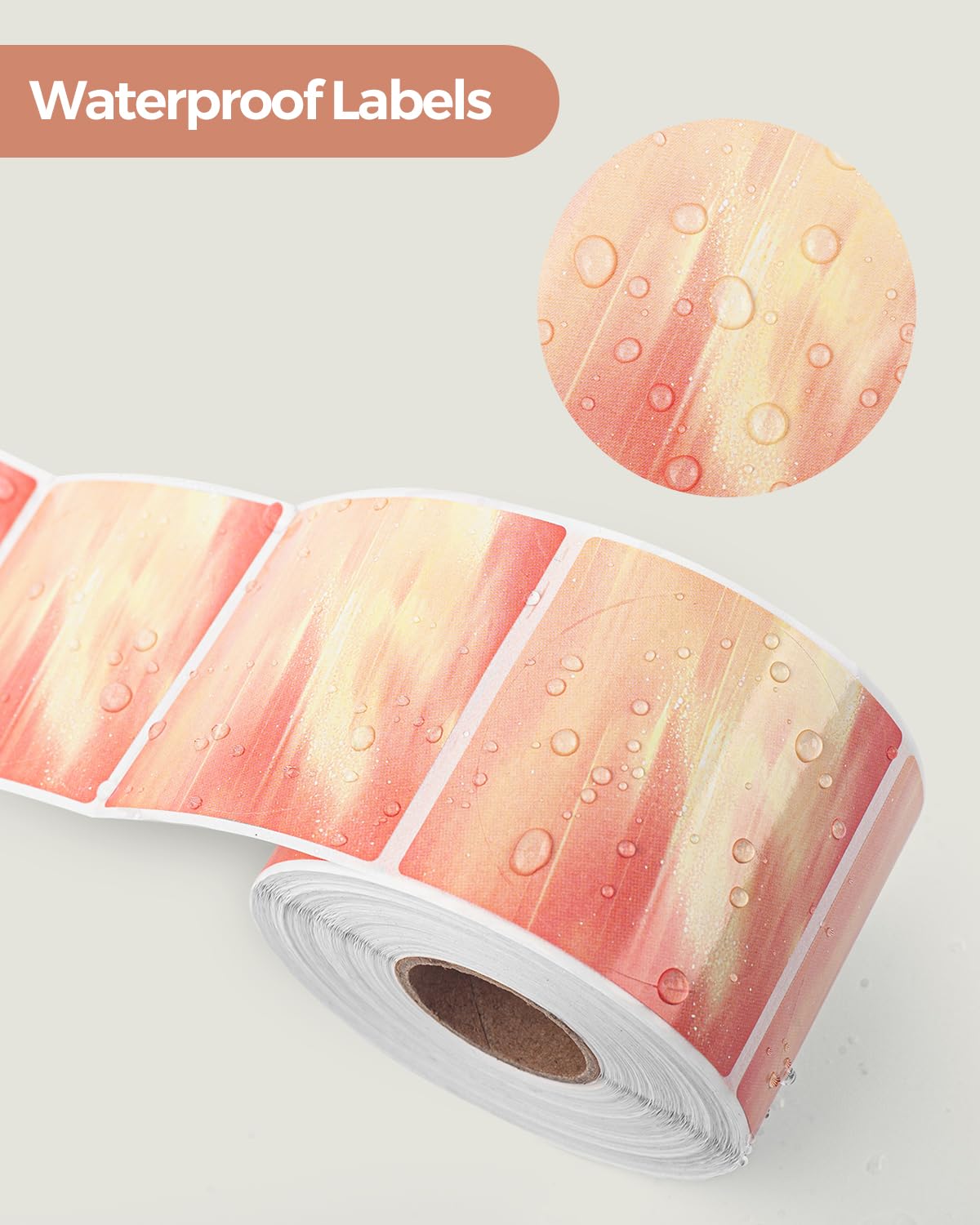 MUNBYN 2 Inch Round Orange Thermal Labels, Self-Adhesive Stickers for Baking, Candle, and Food, Compatible with Thermal Printers, 500 Labels/1 Roll
