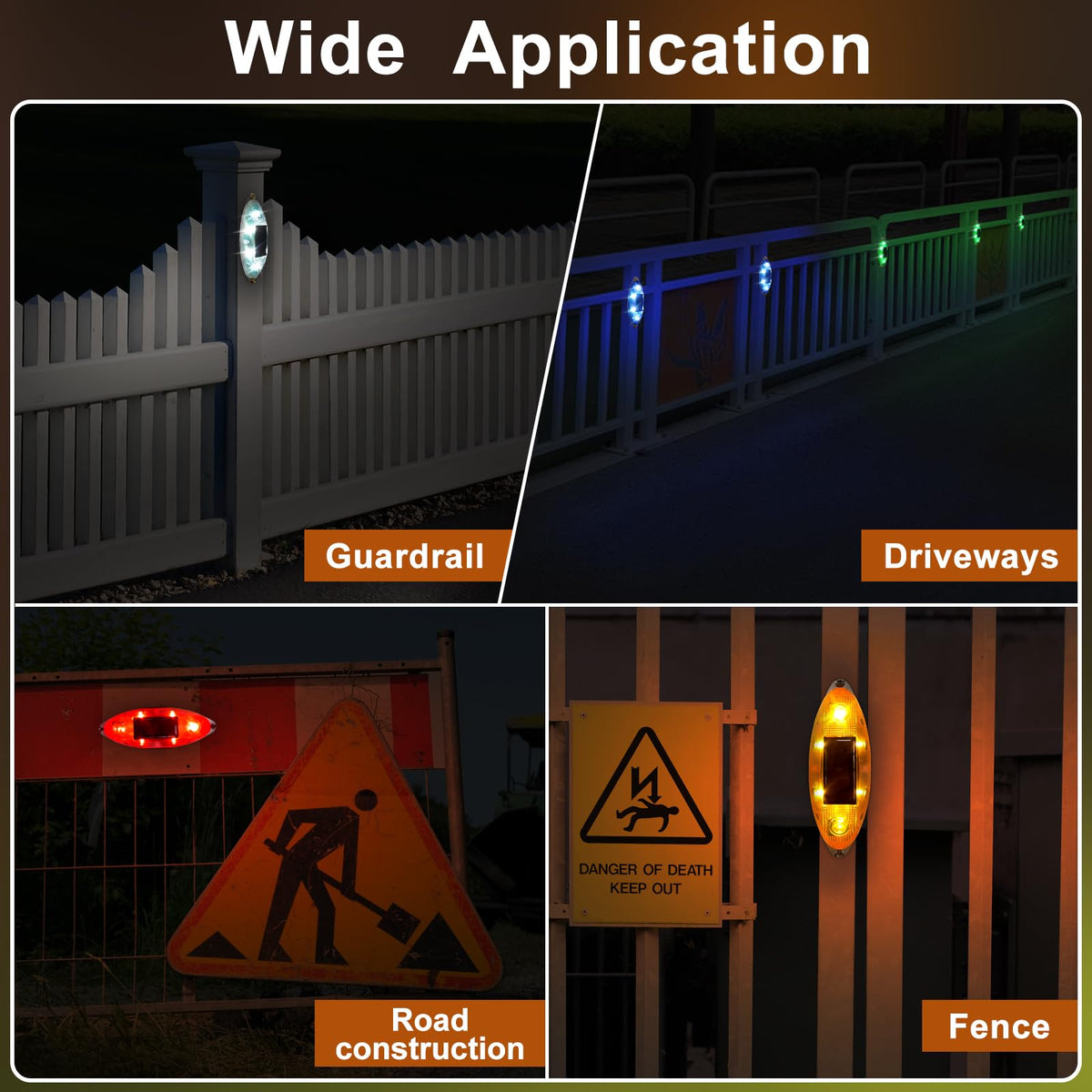 Aolyty Solar Strobe Warning Light Outdoor, Bright Solar Safety Flashing Light 4 Pack Road Signs IP54 Waterproof for Construction Site, Traffic, Dock, Marine, Stop Sign (Yellow) Yellow
