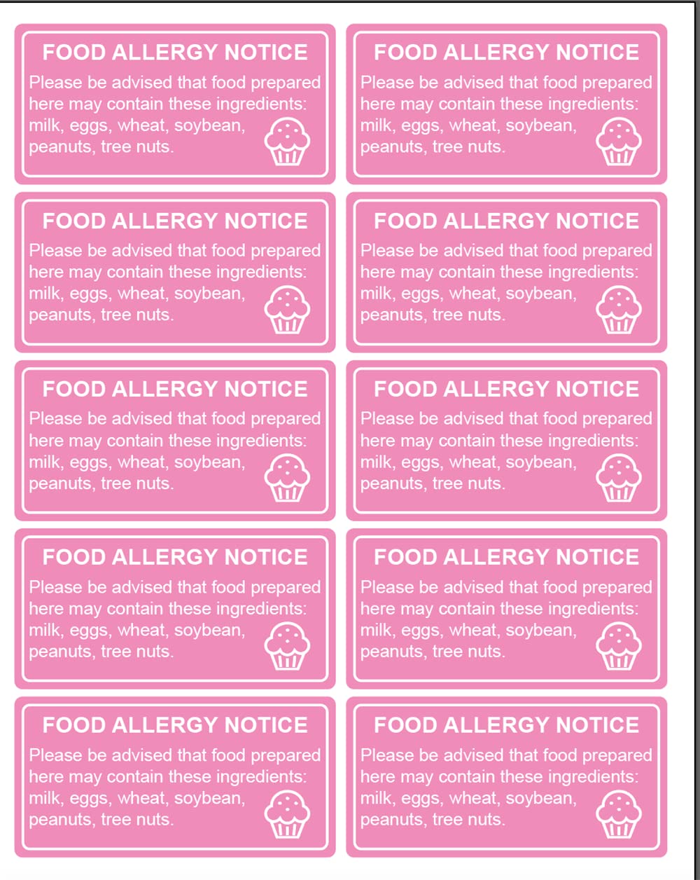 1x2 inch 500PCS Food Allergy Stickers Waterproof Stickers Without Residue for Food, Kitchen