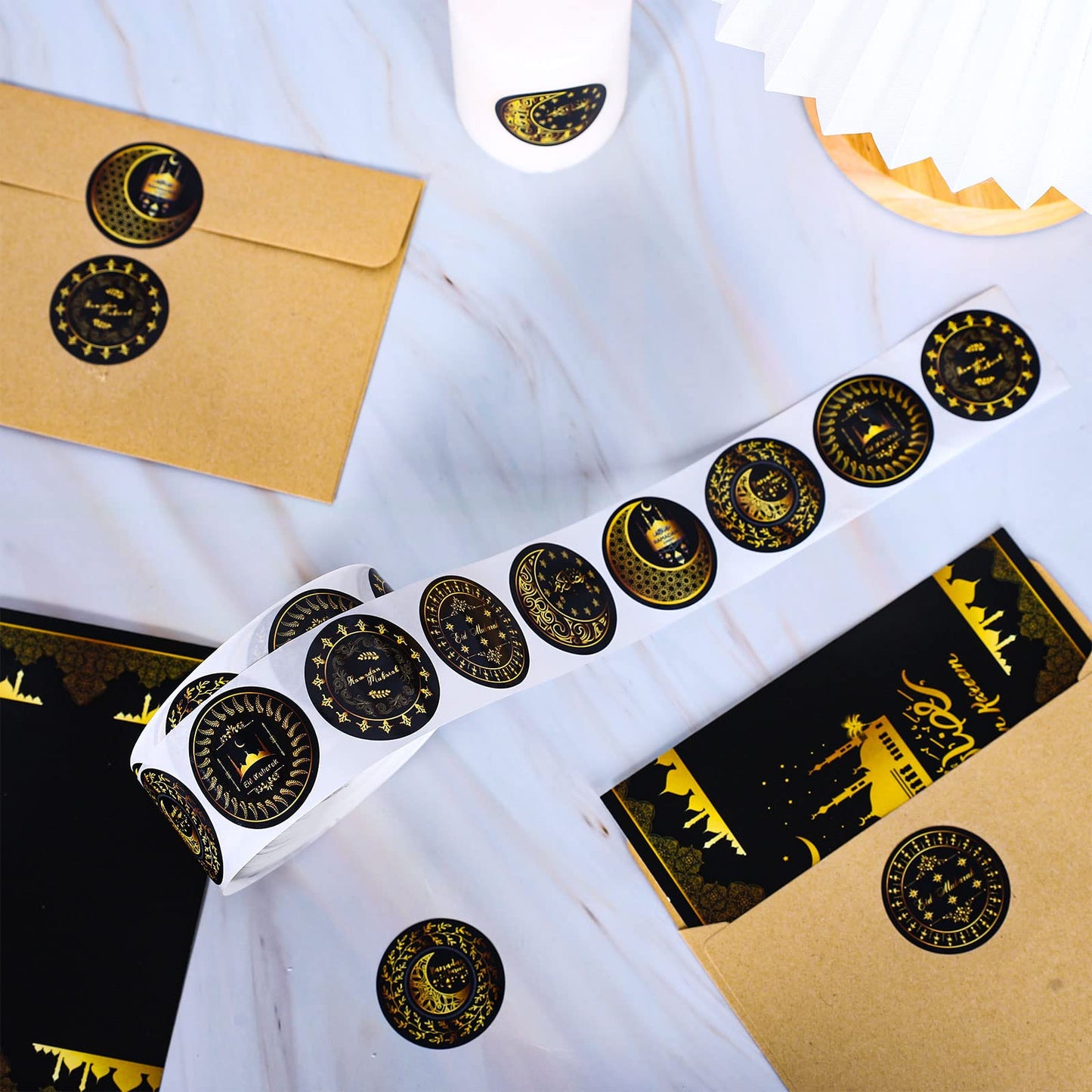 Waline Ramadan & Eid Stickers - Black Gold Islamic Decorations, 6 Designs Eid Ramadan