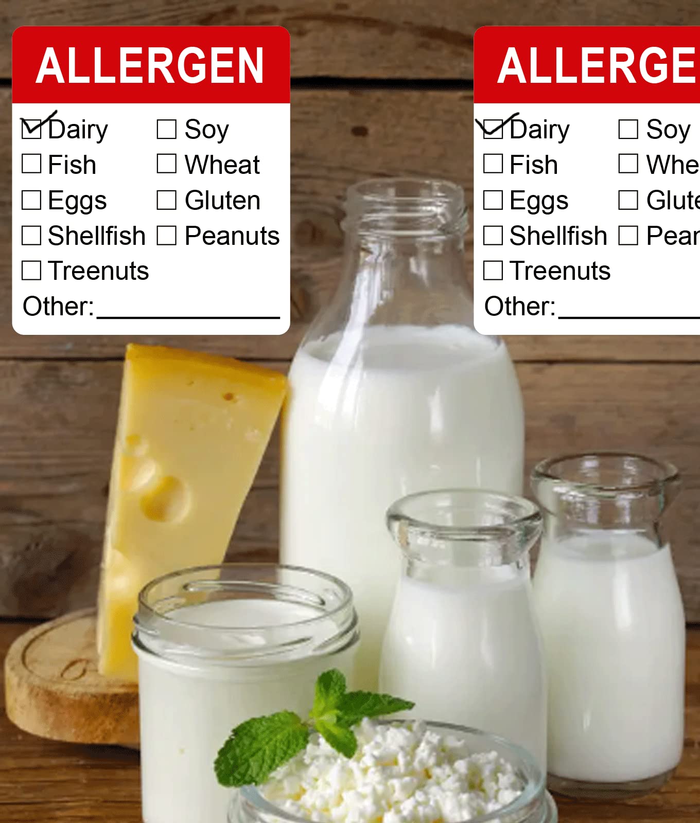Allergen Warning Stickers Labels 1.8 X 2 Inch Fluorescent Red Allergy Warning Sticker Food Rotation Labels Adhesive Allergies Stickers for Grocery Stores, Food Packaging 500 Pcs