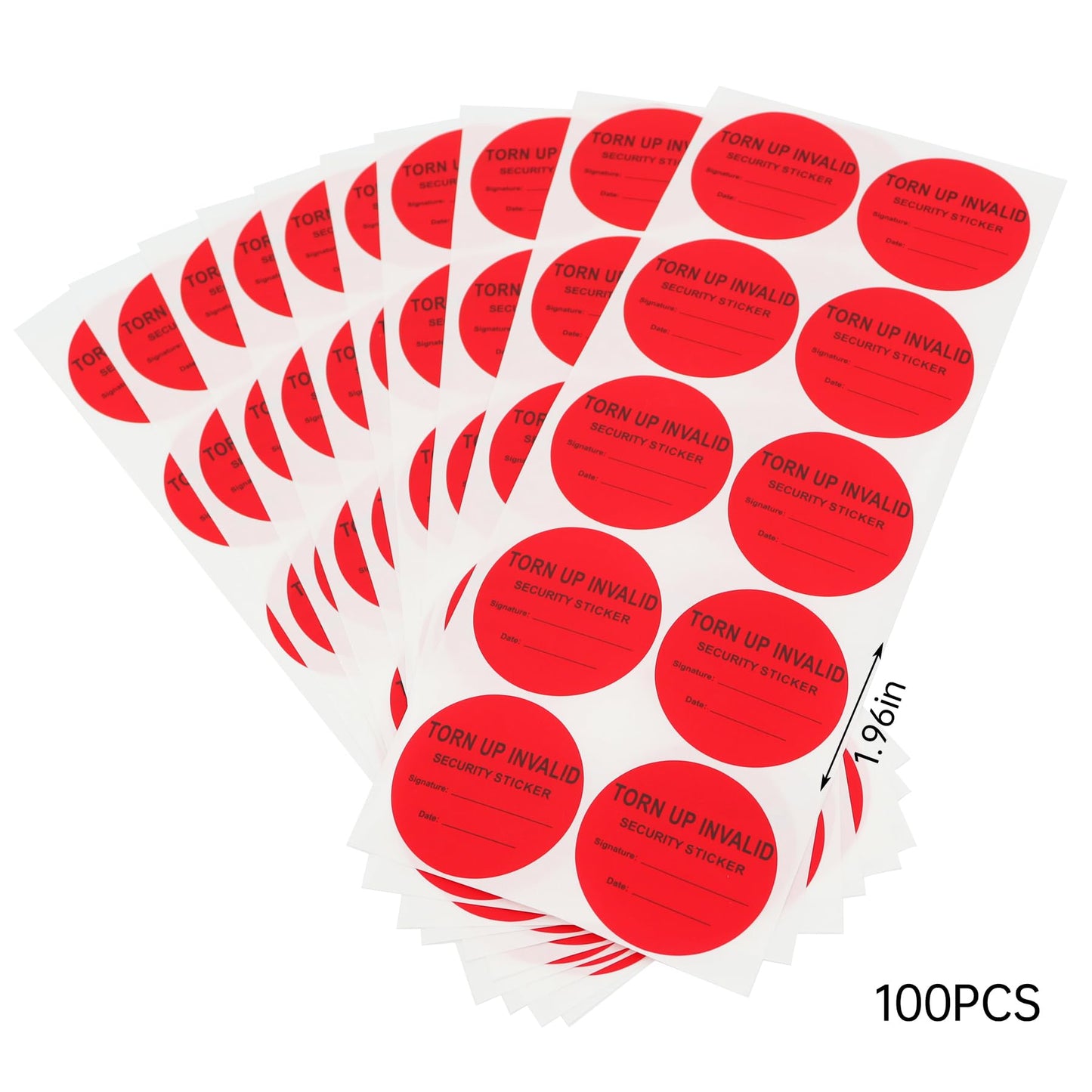 100Pcs Tamper Evident Security Stickers Diameter 2 inch Round Red Complete Transfer Tamper Proof Labels Safety Torn up Invalid Seals Tape (Red)