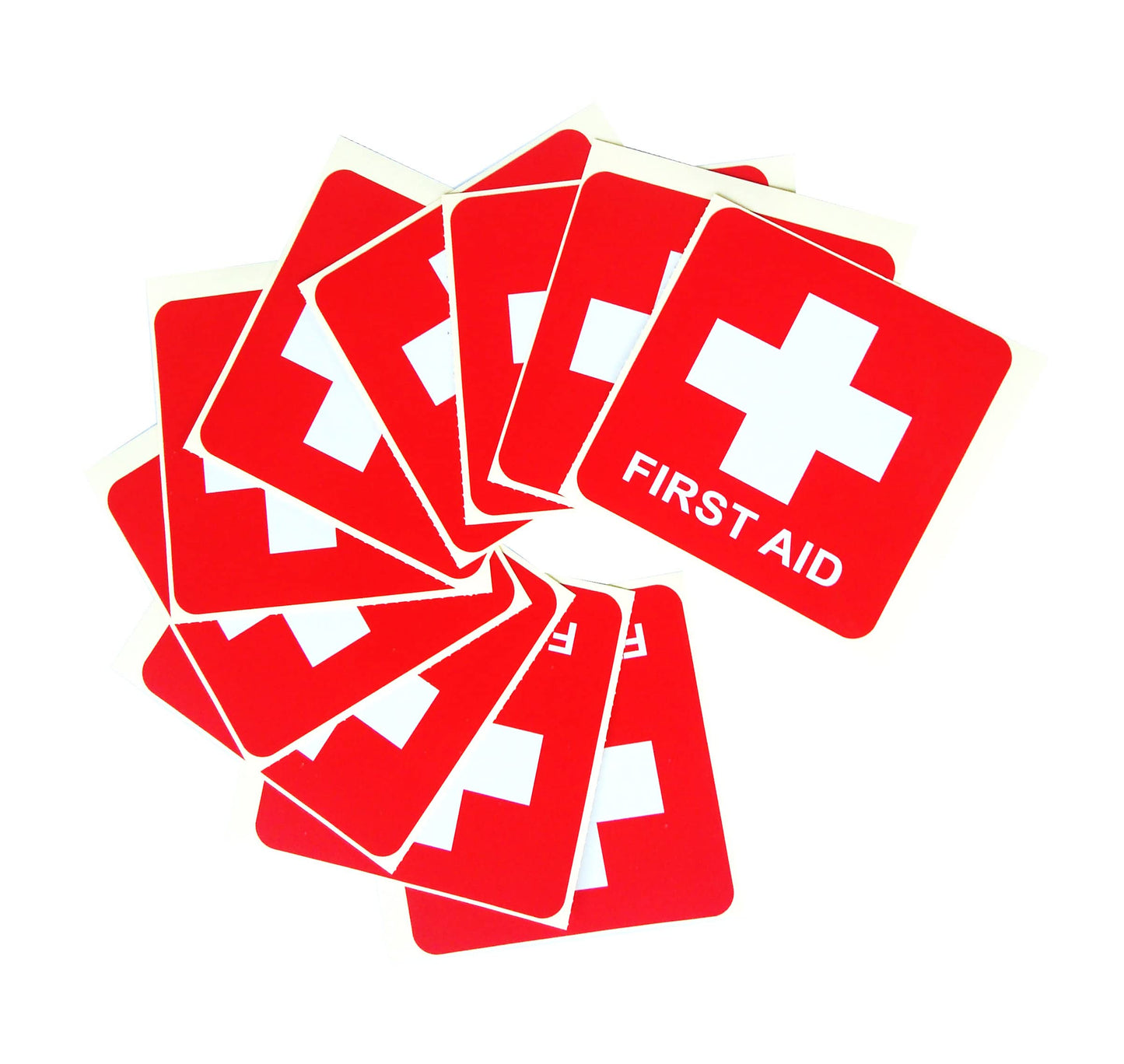 10 pcs First AID Stickers, Waterproof Emergency Treatment Labels, Bubble Free Self Adhesive Peel and Stick Vinyl Decal (10x10 cm) 10x10 cm