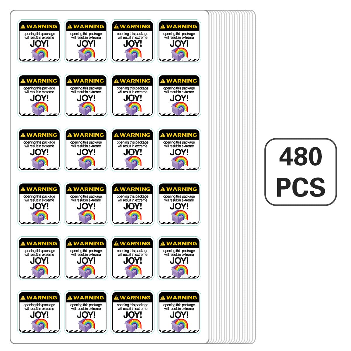 480 PCS Extreme Joy Warning Small Business Stickers,Cute Rainbow Warning Small Business Stickers,Small Business Stickers,Thank You Stickers,Business Packaging Stickers Envelop Seals