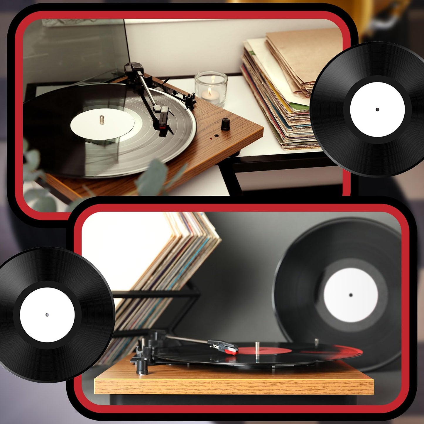 20 Sheets Vinyl Record Center Label with Hole for 12 Inch Long Playing Record 4 Inch Round Labels White Circle Stickers for Worn Damaged Replacement, 4 pcs Each, 80 Total