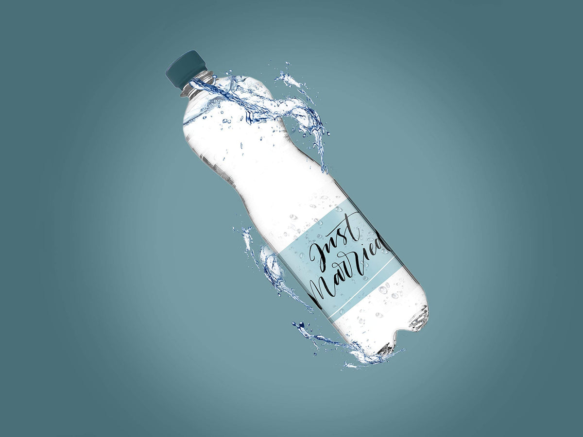 Just Married Water Bottle Labels 2 x 8 Inch 50 Total Stickers On A Roll