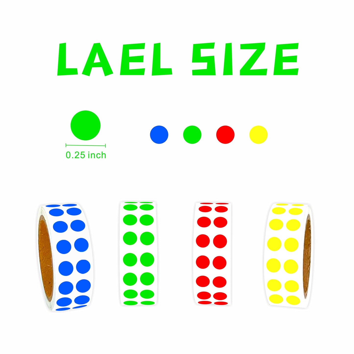 PARLAIM 1/4 Inch Round Adhesive Color-Code Dot Stickers,4000 Circle Coding Label Stickers for Office Classroom 4color (Red /Light Green /Blue /Yellow)