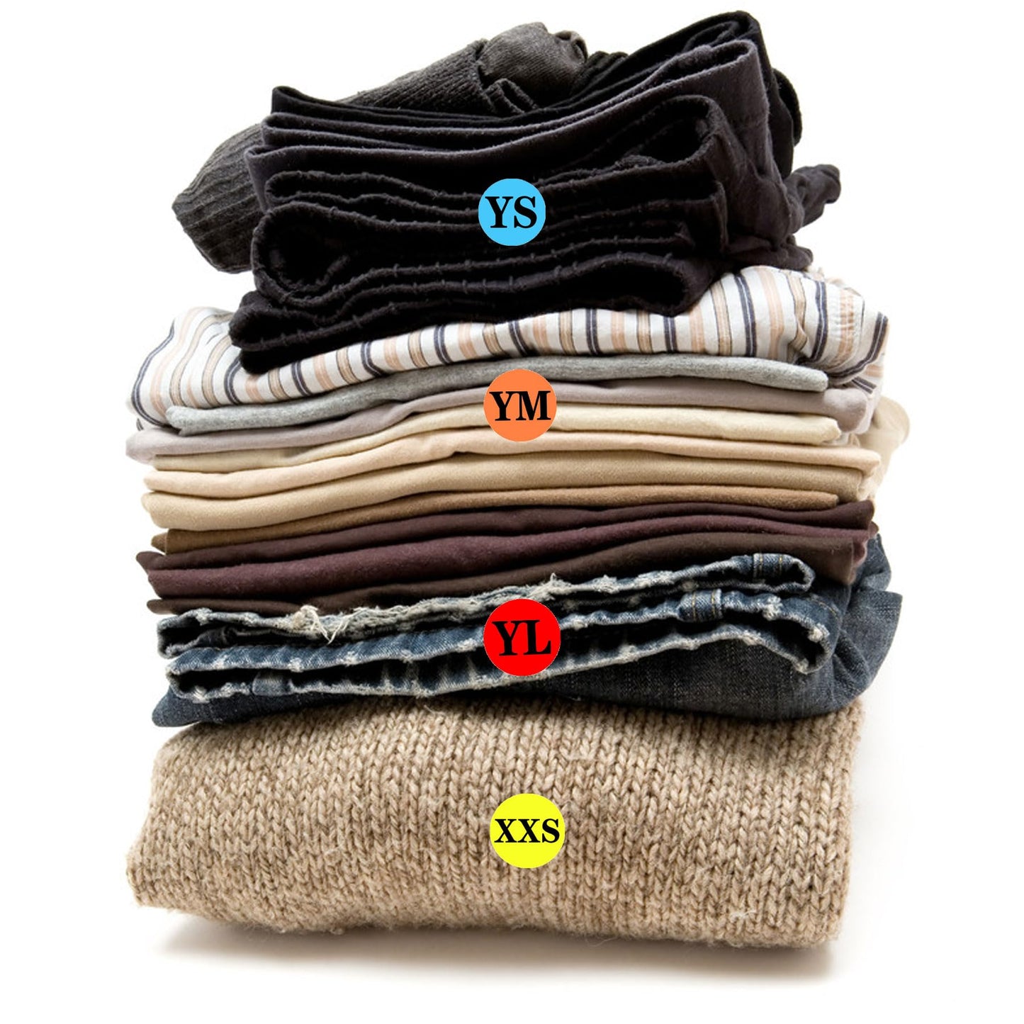 Youth Clothing Size Stickers Size Stickers Labels 1 Inch Colourful Youth Medium YM Clothing Size Sticker 500 Pcs Youth Size Labels Stickers for Clothings Retail Apparel