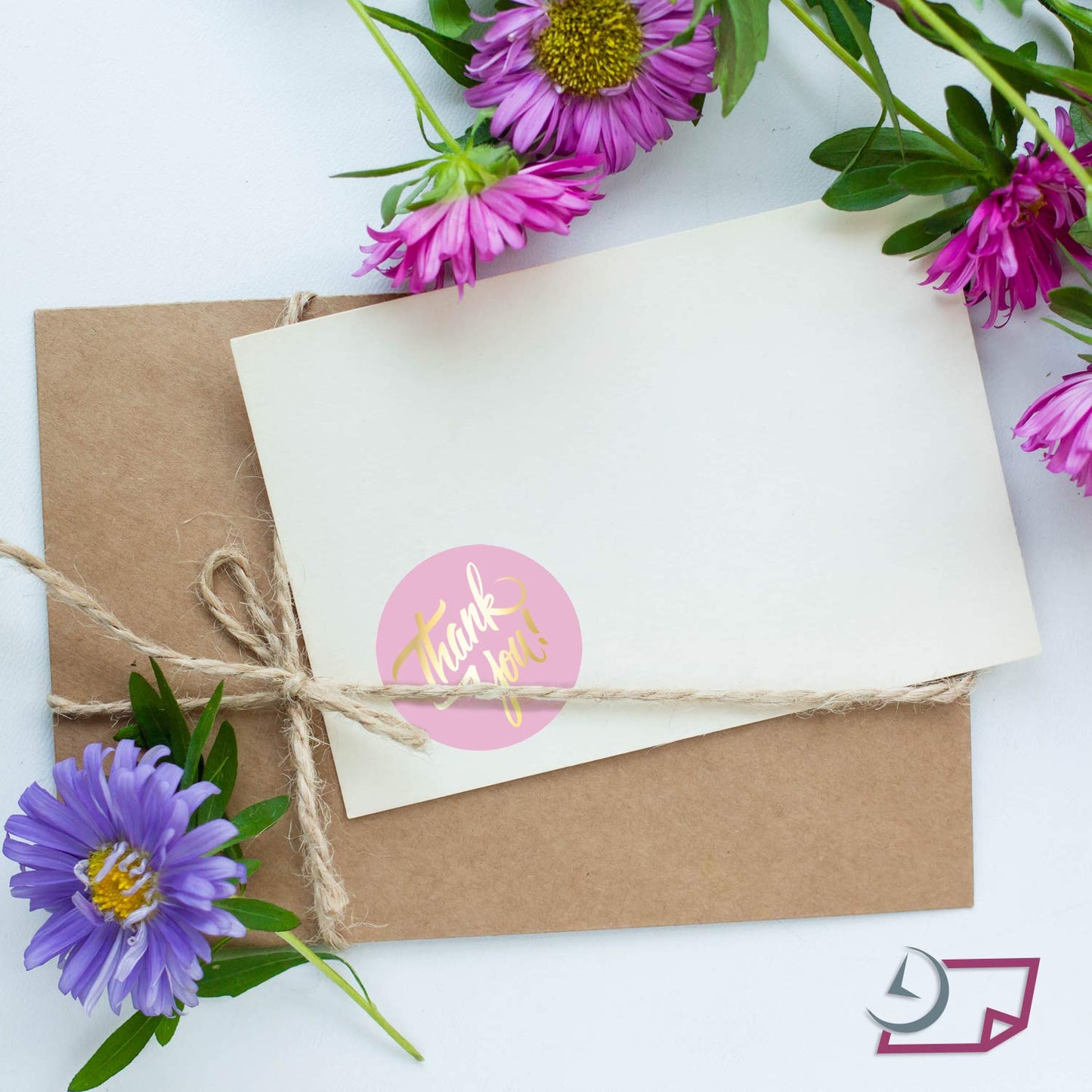 NextDayLabels - 500 Thank You Stickers/for Company Promotional Items, Party Favors, Envelopes, or Business Merch/Round, 1.5 inches, Pink and Gold Foil Lettering