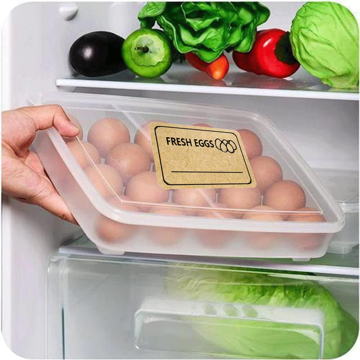 Farm Fresh Eggs Stickers,1.5x1 inch Natural Kraft Paper Writable Kitchen Egg Carton Labels for Packaging,Farm Fresh Eggs Sign Labels (504 Pcs)