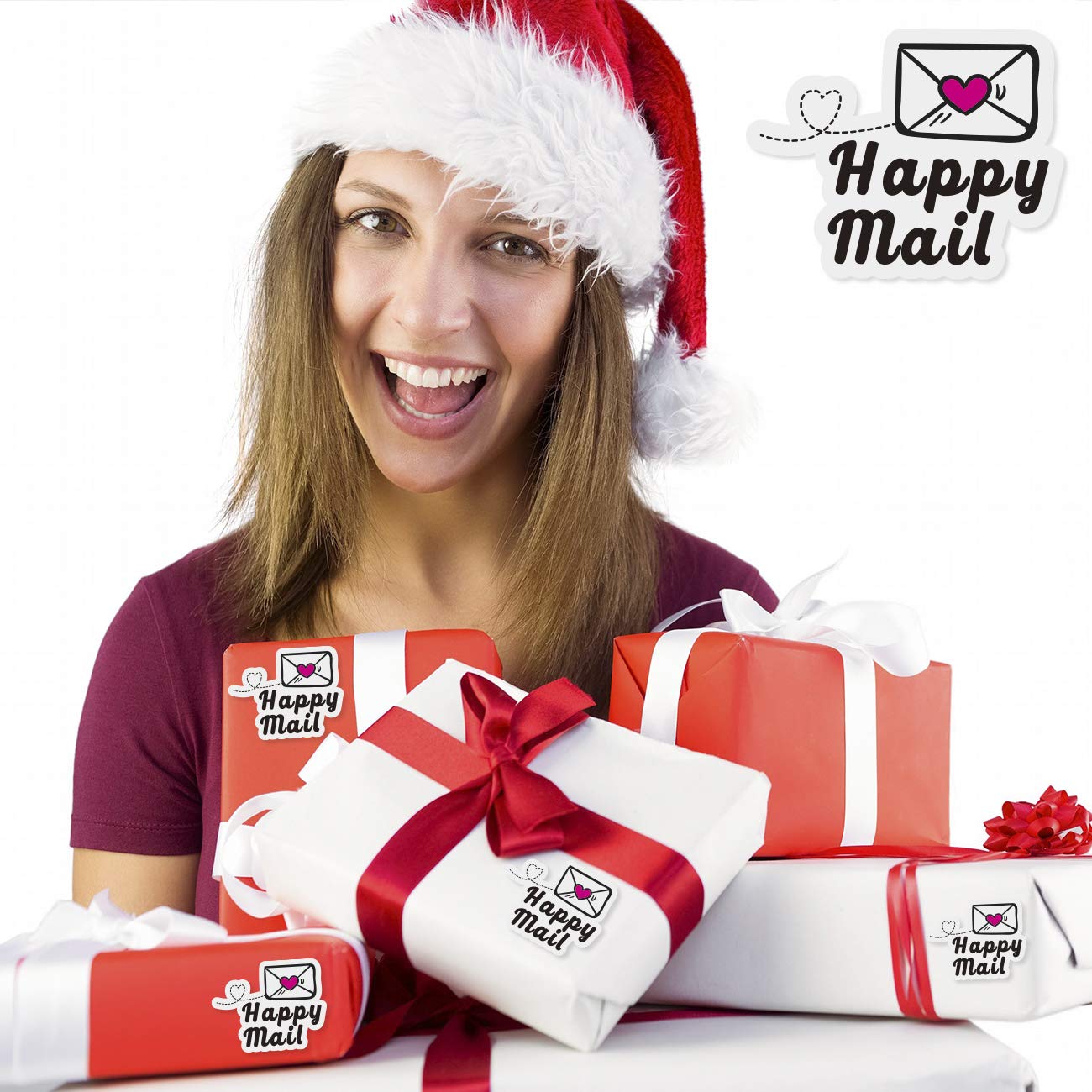 PLESIU Small Business, Handmade Sticker,Packaging Sticker (Happy Mail) Happy Mail