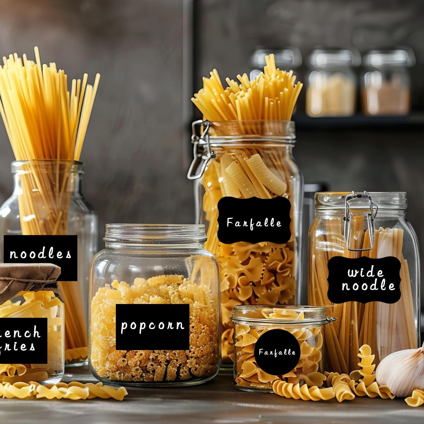 290 pcs Chalkboard Labels,Removable Blackboard Label Stickers,3 Assorted Shapes,with 2 White Chalk Marker,Erasable Reusable Waterproof Label for Storage Bin,Food Container,Mason Jars,Jars