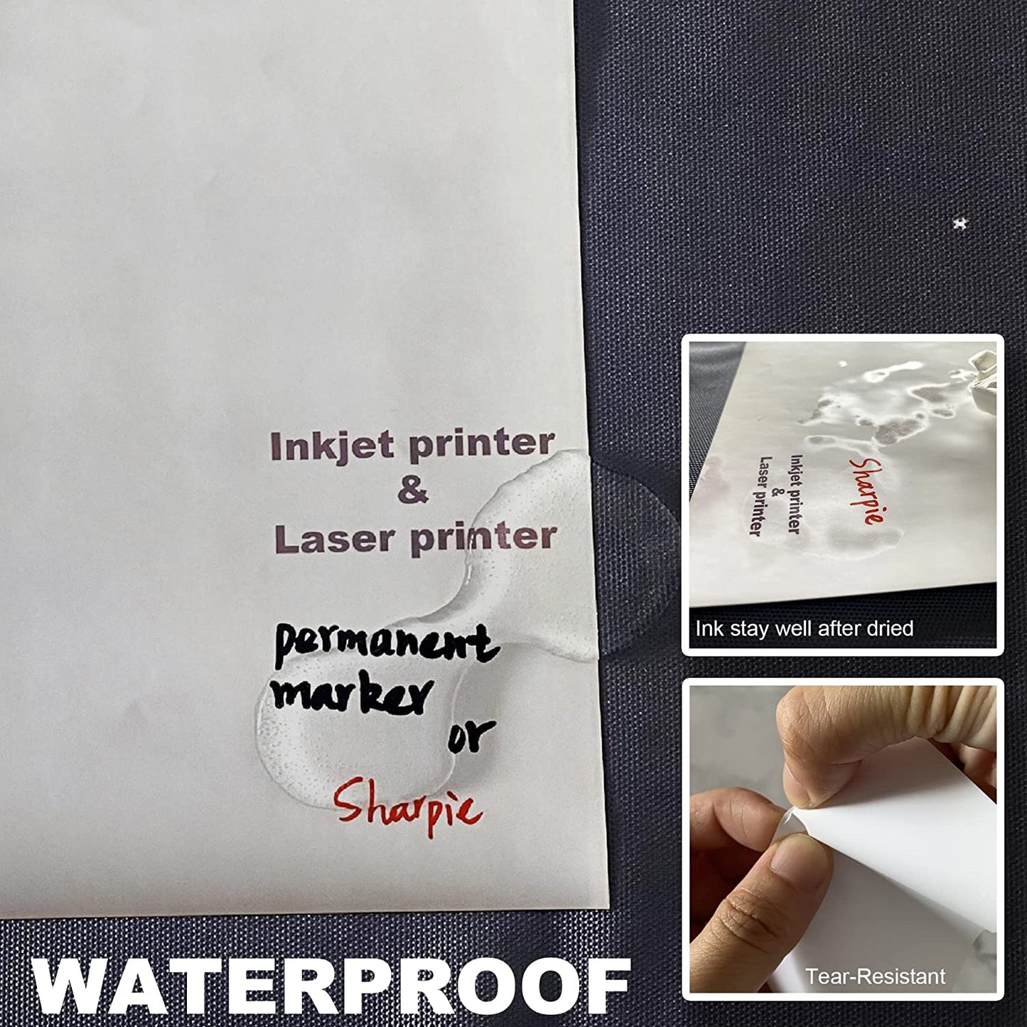 Mr- Label Matte White Outdoor Labels for A4 Sheet - for Inkjet & Laser Printers - Waterproof and Tear-Resistant - 210 x 297mm (25 Sheets) 25 sheets
