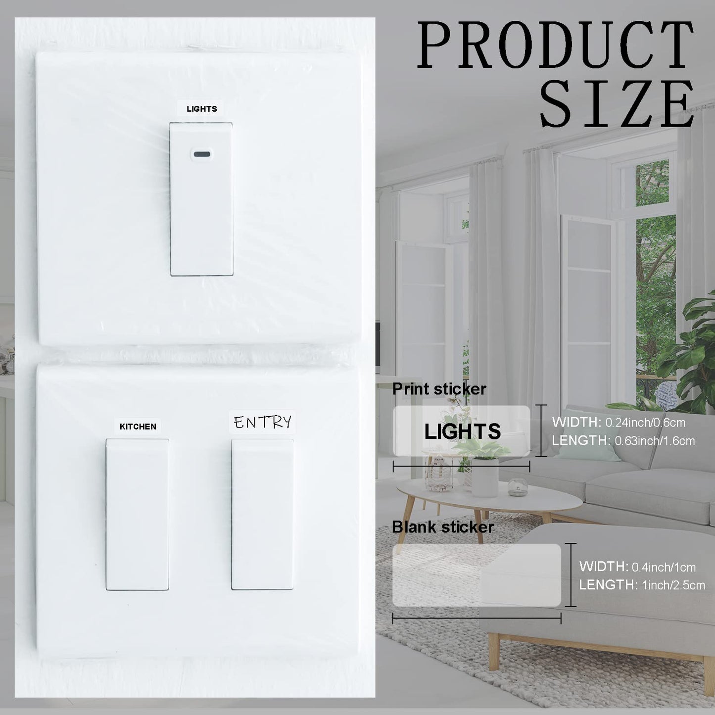 328 Pieces Light Switch Label Sticker Clear Transparent with Text,Waterproof Switch Panel Labels for Home Kitchen Bathroom Office,Include Blank Labels and Tweezer