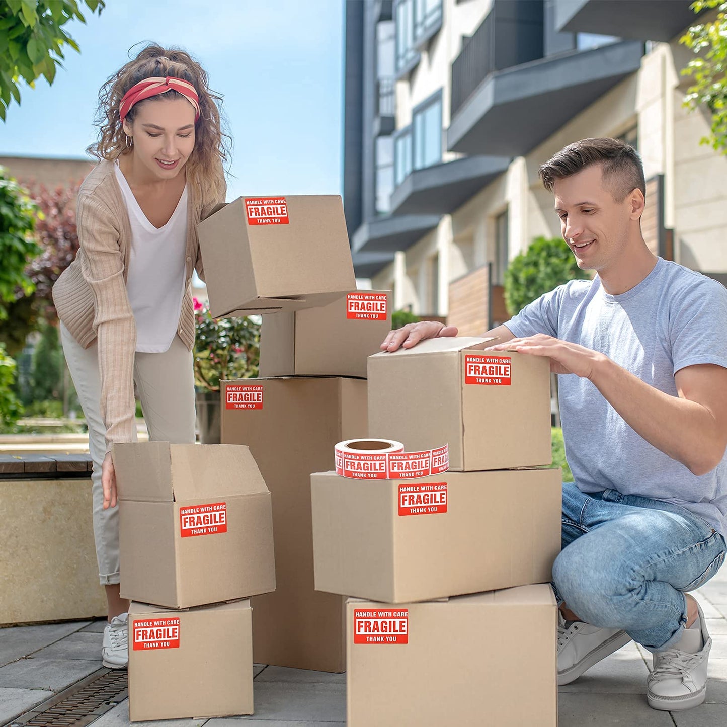 Moving Labels, Pacific Mailer 800Pcs 2 x 3 Inch Extra Large Home Moving Packing Labels Color Coded Bedroom House Bathroom Packing Boxes Fragile Stickers Labels Printed Color