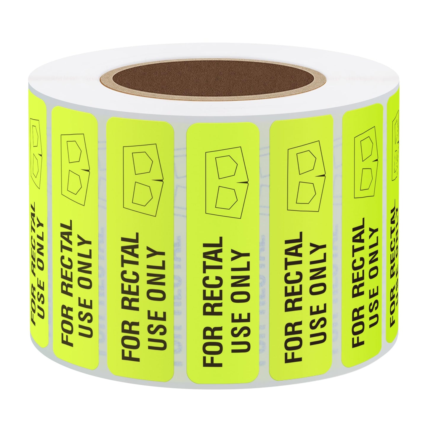 Shorts Stickers Bright Labels Fluorescent Paper for Rectal Use Only, 500 Stickers, 38x10 mm, Yellow