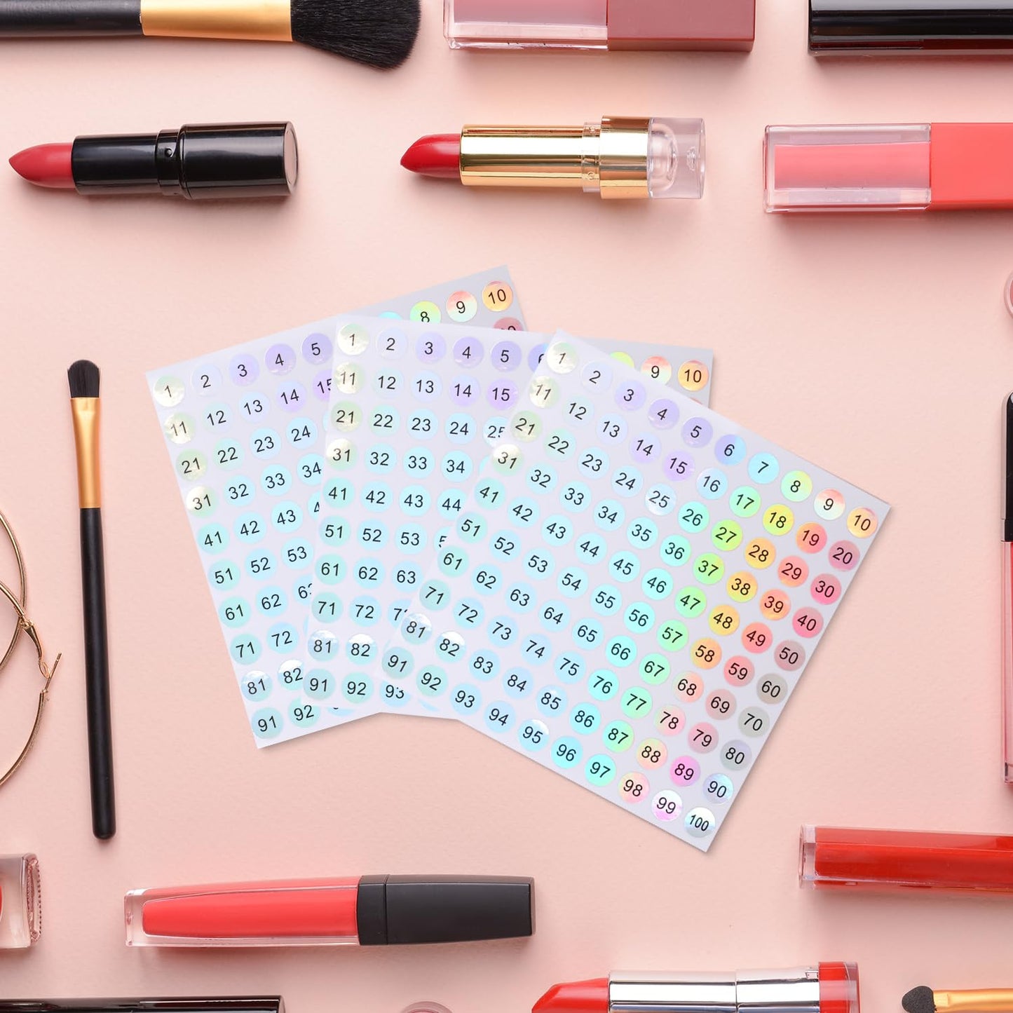 Small Round Number Stickers - 1-100, 5 Sheets Self-Adhesive Labels for Office, Home, Kitchen, Classroom