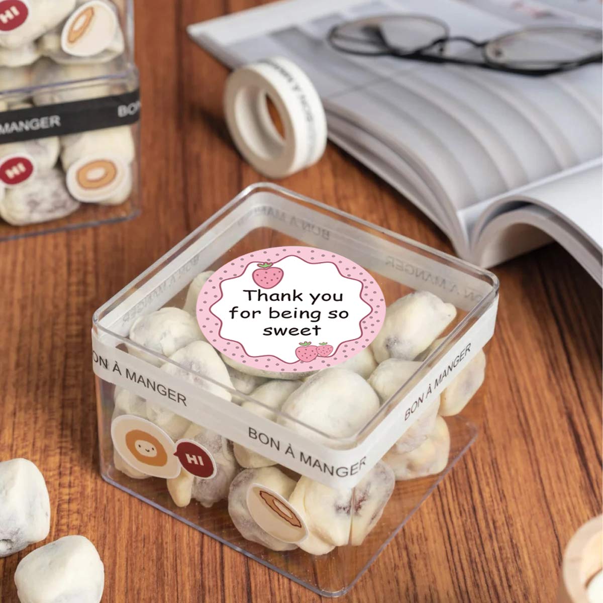 Strawberry Sticker Label,Thank You for Being So Sweet Happy Birthday Stickers,1.5 Inch Baby Shower Labels,500 Pcs Per Pack