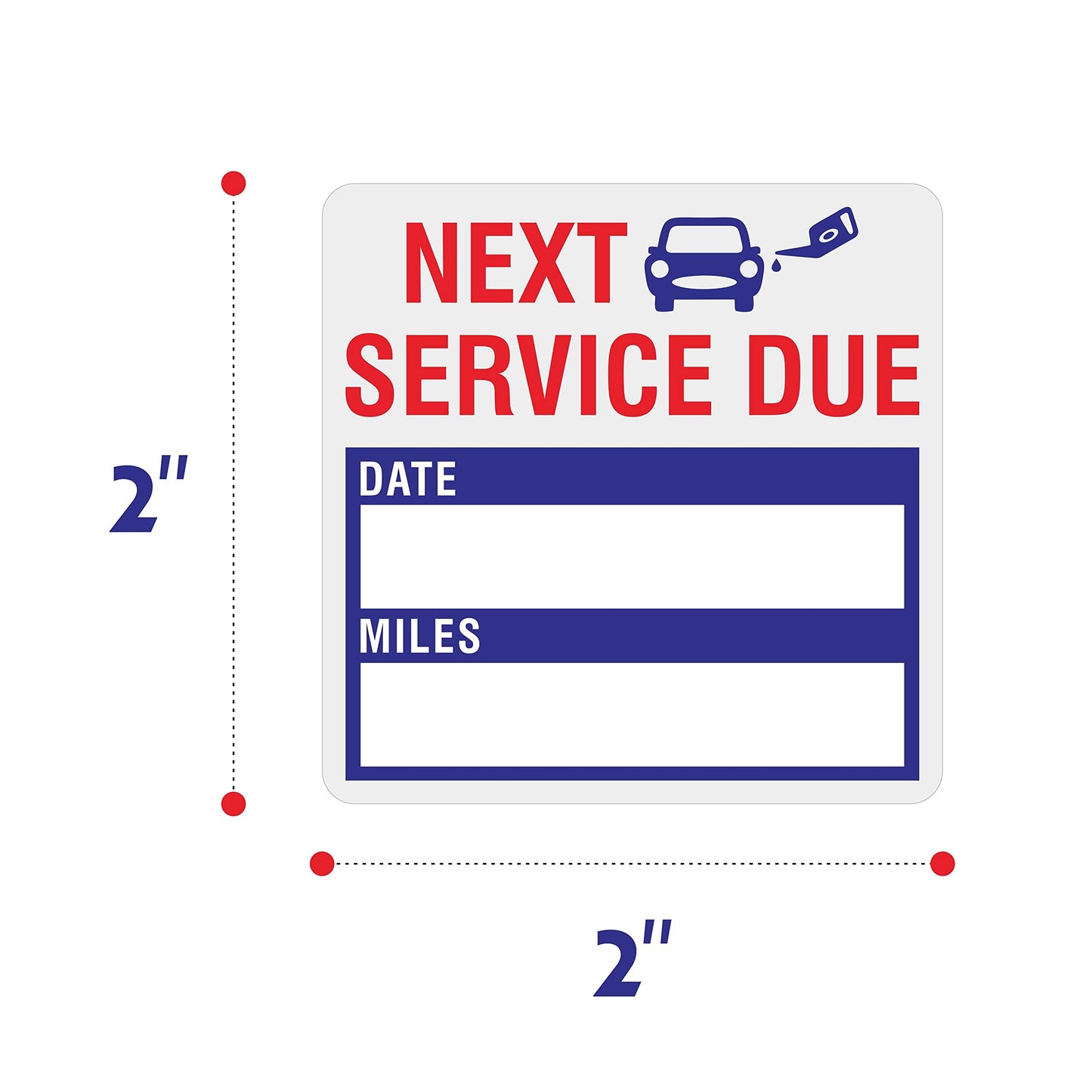 150 PCS Oil Change Auto Maintenance Service Due Reminder Stickers,Waterproof/Tear Resistant Residue-Labels in Roll with Perforation Line(Each Measures 2” X 2”) Blue 150Pcs