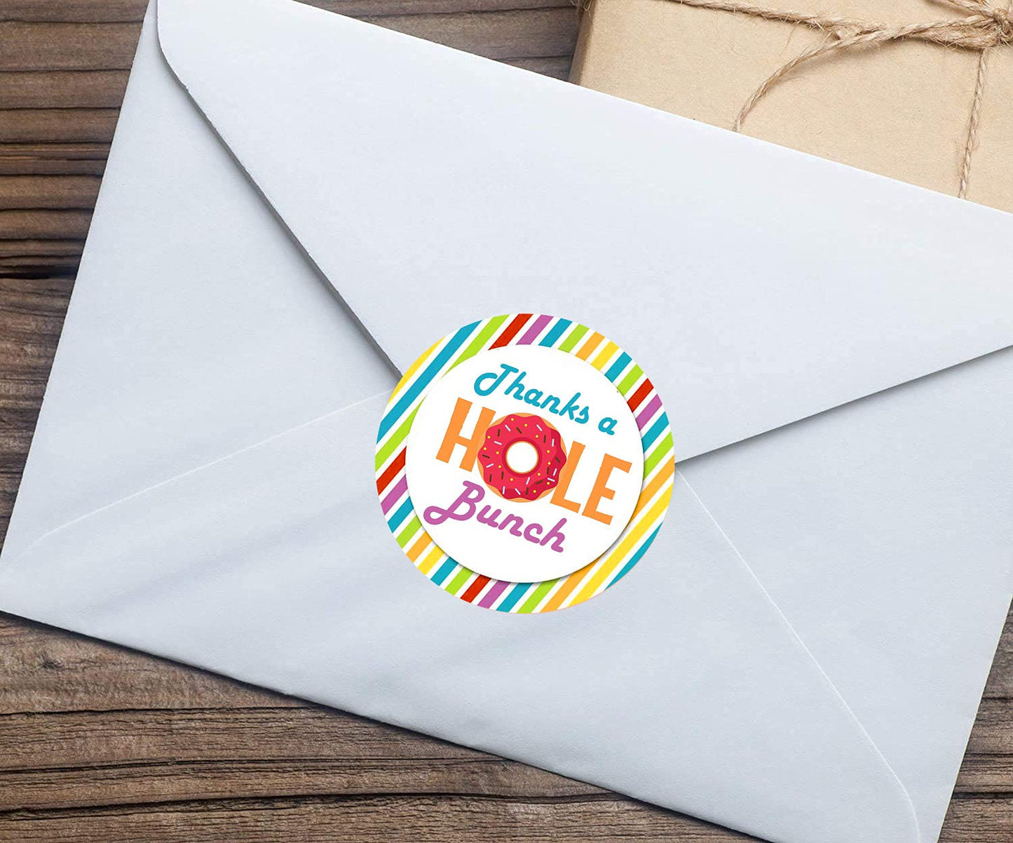 Thanks a Hole Bunch Donut Stickers Labels, 2 Inch Donut Themed Birthday Party Thank You Stickers for Baby Shower Birthday Party Decorations (210 Labels)