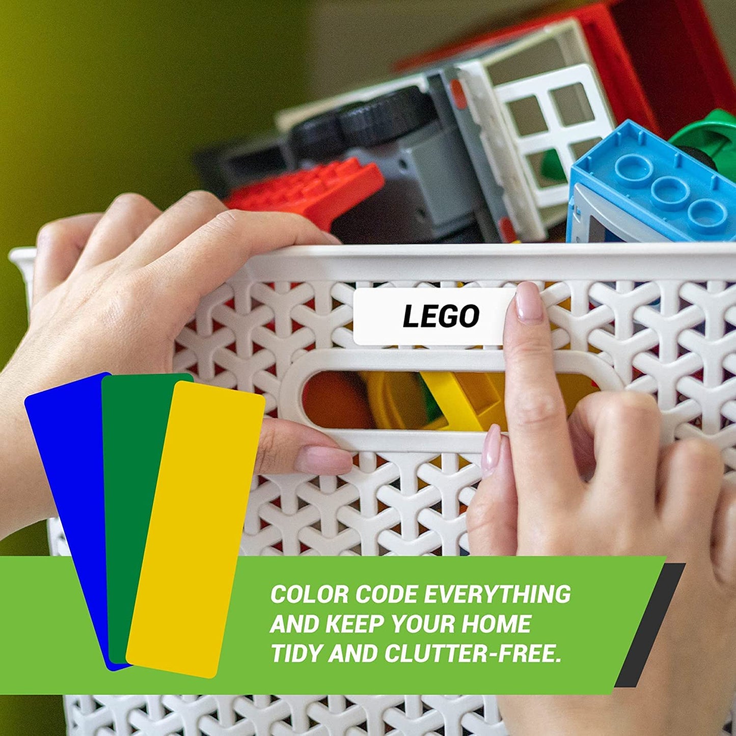Royal Green Colored Label Sticker Rectangle in 13 Colors 1 x 3 inch writable Labels - 104 Pack 13 Color Combo