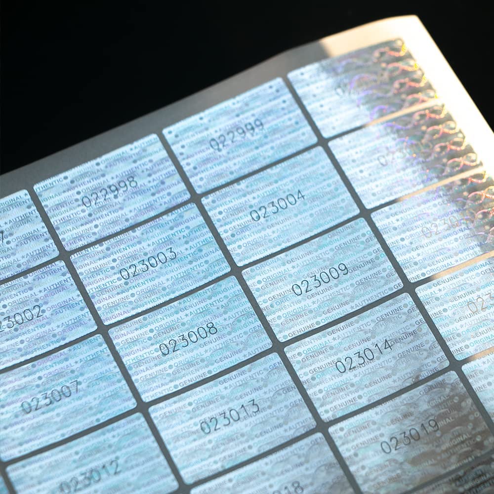 120Pcs Hologram Tamper Proof Stickers Security Tamper Evident Seal Warranty Void Original Genuine Authentic Holographic Labels/Stickers with Unique Serial Number(1.18X0.79 inch,Silver) 120pcs