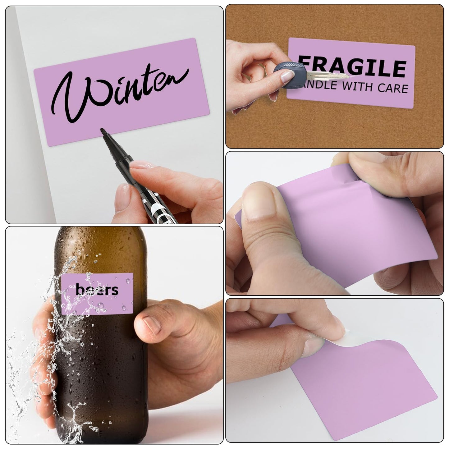 Purple Thermal Labels 2 × 3 Inch Vinyl Rectangular Waterproof Direct Printer Sticker Self-Adhesive Perforated Name Tag for Logo DIY QR Design Office Address 500 PCS Purple