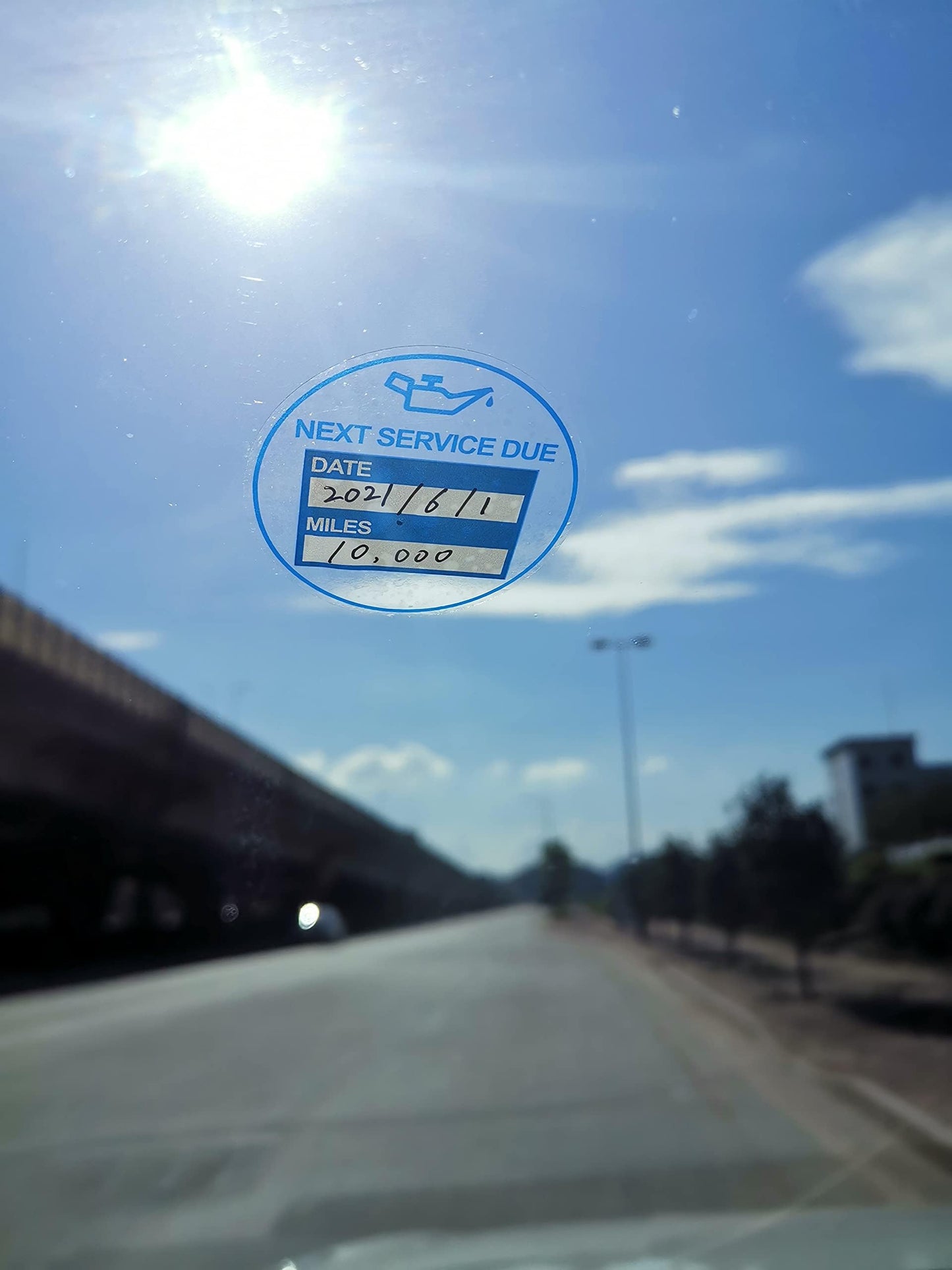 2 inch 60 PCS "Next Service Due" Static Cling Labels Easy Remove Oil Change Stickers - Static Cling Windshield Labels (2 inch Blue)