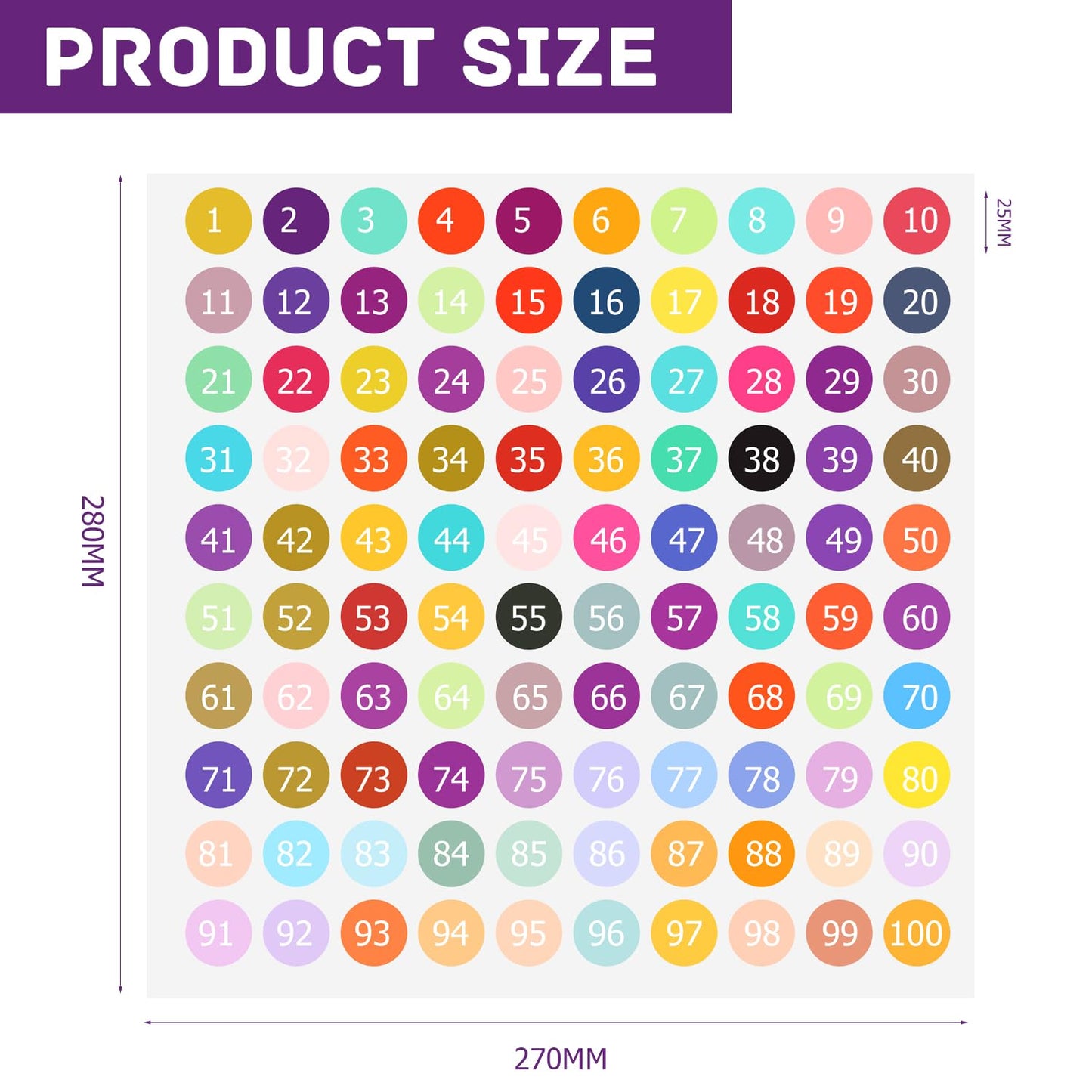Number Stickers 1-100, Small Round Self-Adhesive Vinyl Labels, 1 Inch, 4 Sheets, for Mailbox, Home, Office, Classroom