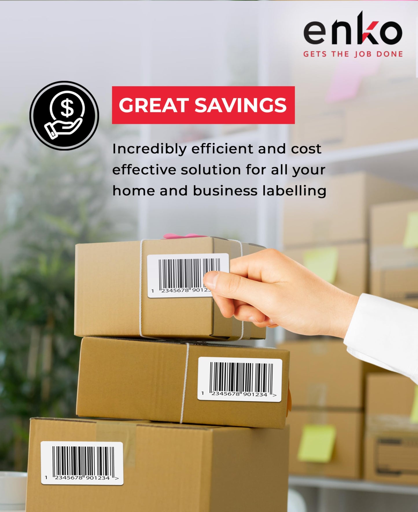 enKo 4" x 2" Labels for Zebra Desktop Printers (3 Rolls | 2,250 Labels) Direct Thermal Address Mailing Shipping Barcode FBA Stickers FNSKU Label for Zebra and Eltron (Perforated) 3 Rolls - 2,250 Labels