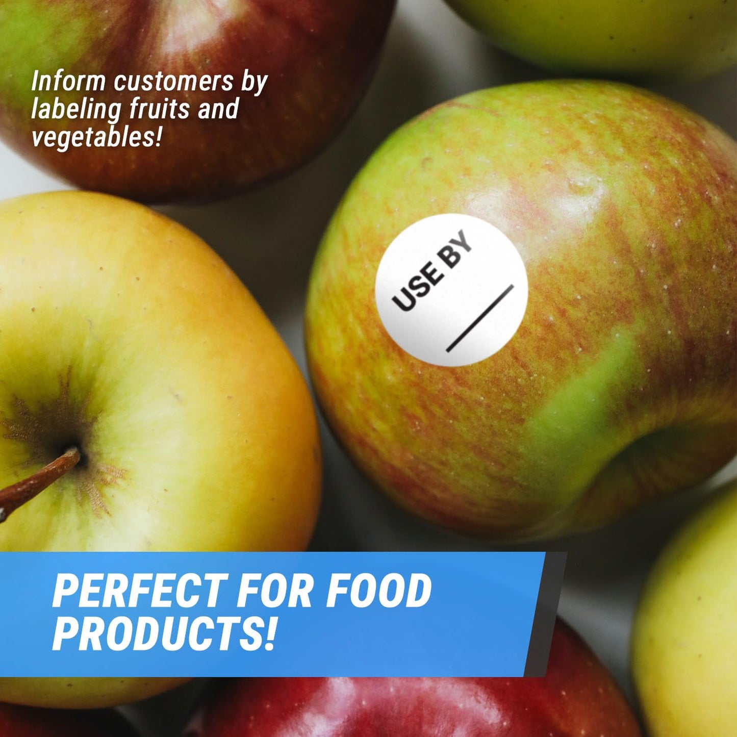 300 Use by Labels, 1.5 inch, Circle Dot Use by Date Stickers for Expiration Date/Service/Shelf Life/Food Safety - 1 Roll of Food Prep Labels 300 Labels