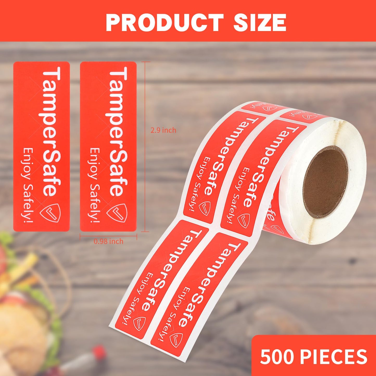 500 Pieces Tamper Evident Label1* 3 Inch Food Delivery Stickers Temper Proof Tape Roll Safe Secure Tamper Evident Seals for Food Container Pizza Boxes (Red) Red