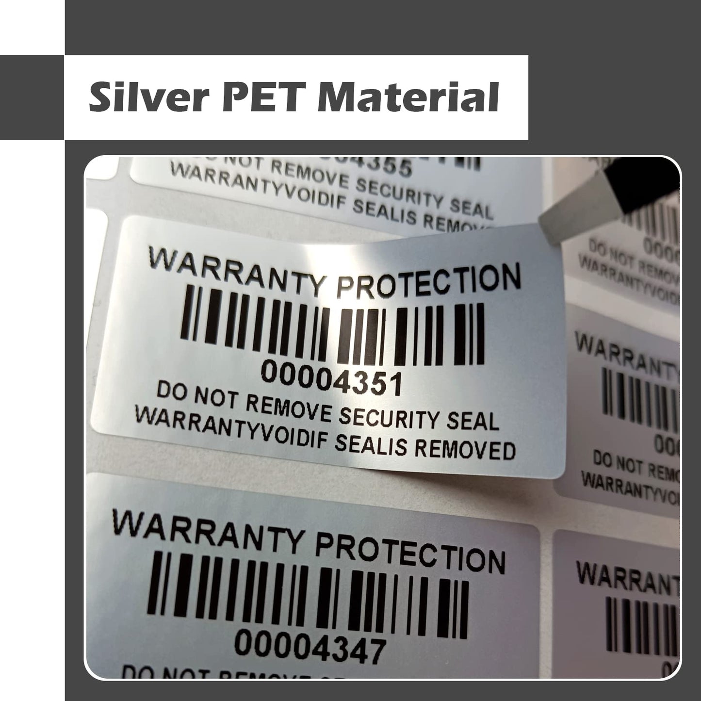 160pcs Tamper Evident Barcode Stickers with Individual Serial Number Security Warranty Void Sticker,Sealing Label for Package(1.6x0.8 inches,Silver) Silver