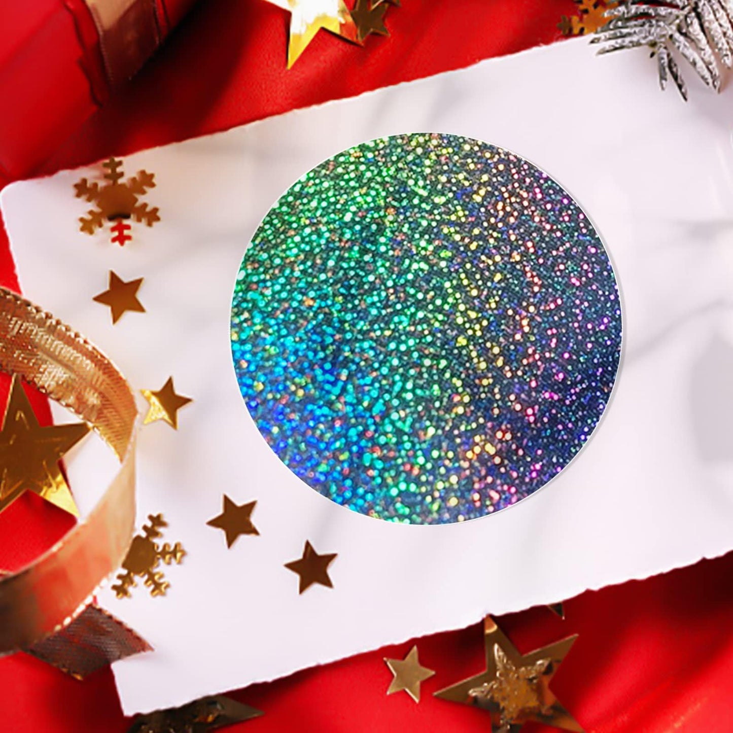 Round Stickers Silver 1 Inch Circle Labels Color Coding Glitter Sparkle Dot Sticker Waterproof Removable Roll of 500 Dust Glitter Silver