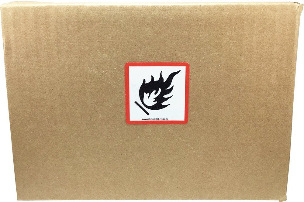 GHS Pictogram Labels Flame, 2 x 2 Inch Square Hazard Stickers, 500 Total Adhesive Labels on a Roll for Chemical Safety, GHS Compliance, and Workplace Labeling – Made in the USA