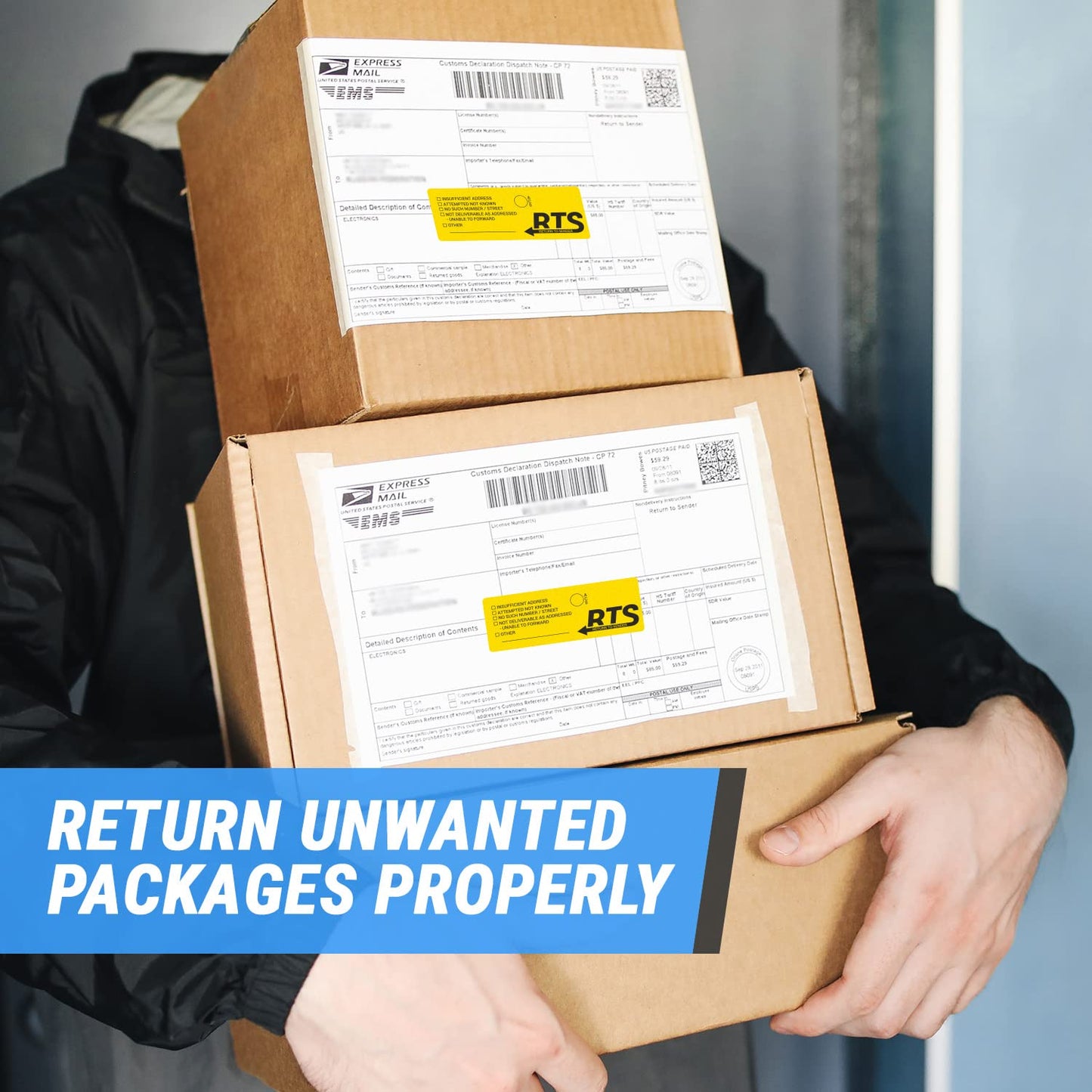 Return to Sender Sticker (4 x 1.5 inch, Yellow - 300 Labels) Return to Sender Labels with Customization Space ACS Insufficient Address, Attempted Not Known - Not Deliverable as Addressed 1PK