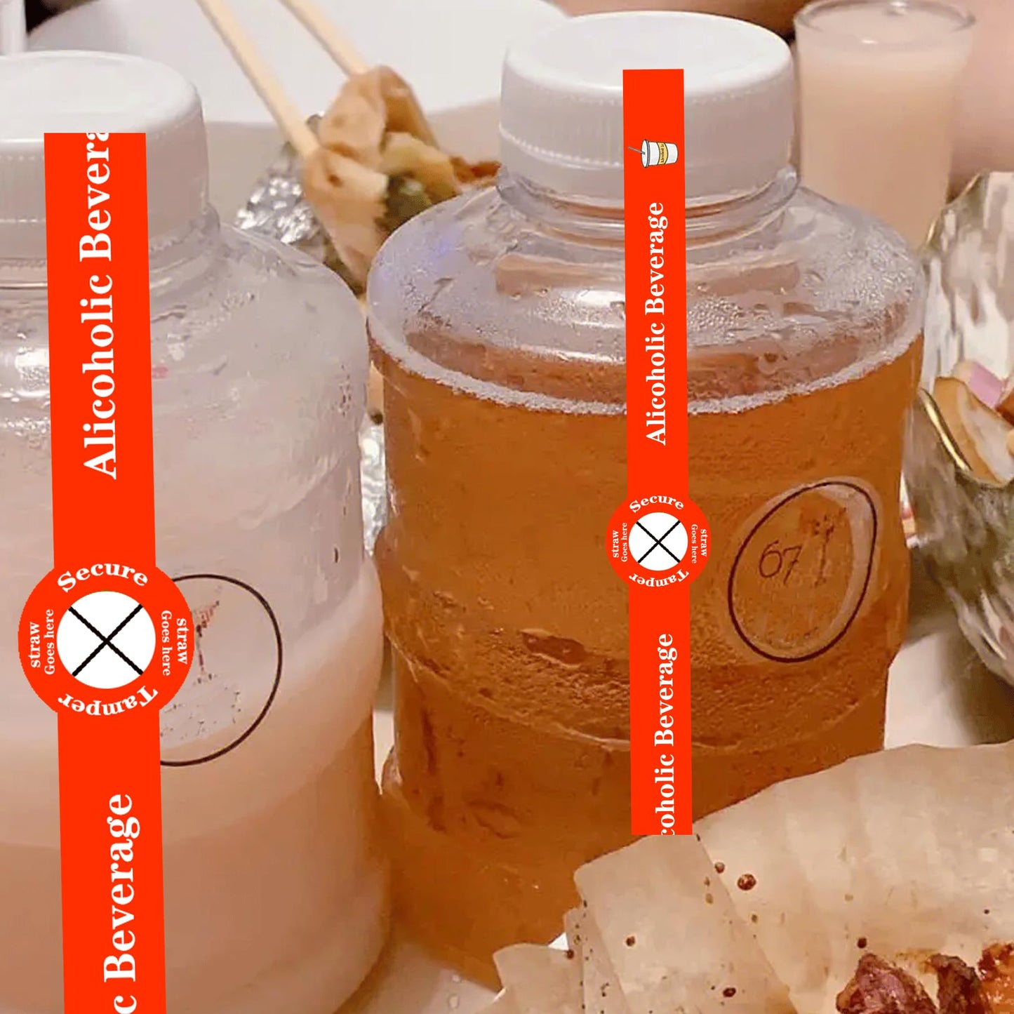 Alcohol to-Go Drink Straw Tamper Proof Stickers 500 Pcs Alcoholic Beverage Lid Stickers - 1 x 9 inch Safe Secure Tamper Evident Safety Seals Sticker for Alcohol Cups Drink Lids