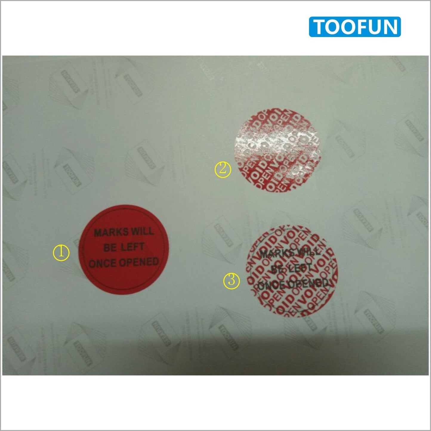 Evident Security Stickers,2"x 2" Round TOOFUN Safety Prevent Opened Labels "Marks Will Be Left Once Opened" Label (10 Sheets, 100 Labels/Red Color) 2"x 2" Round Mark Labels 100pcs