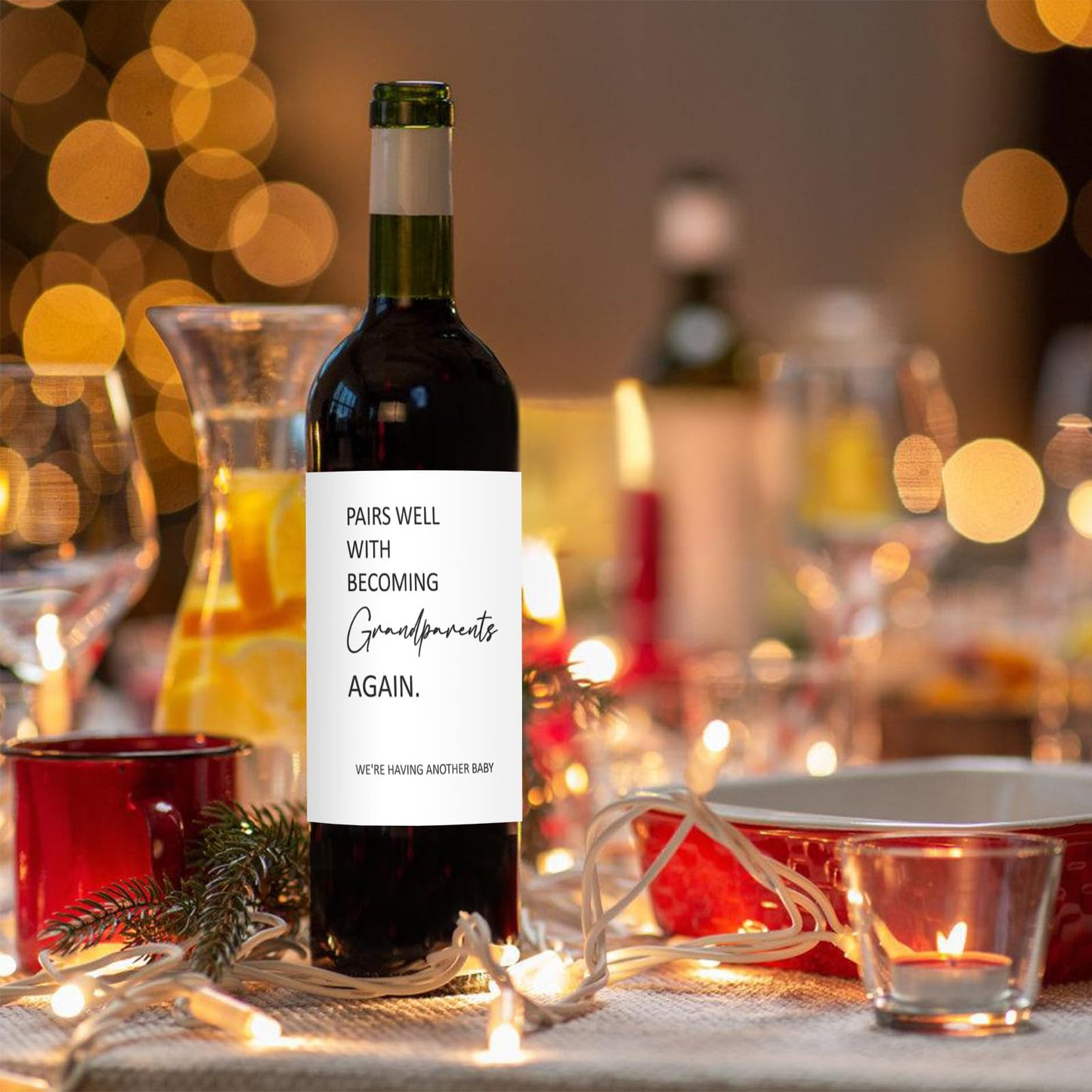 24 Pcs Funny New Grandparent Wine Label New Baby Wine Bottle Stickers Pairs Well with Becoming Grandparents Wine Bottle Labels Pregnancy Announcements Gifts