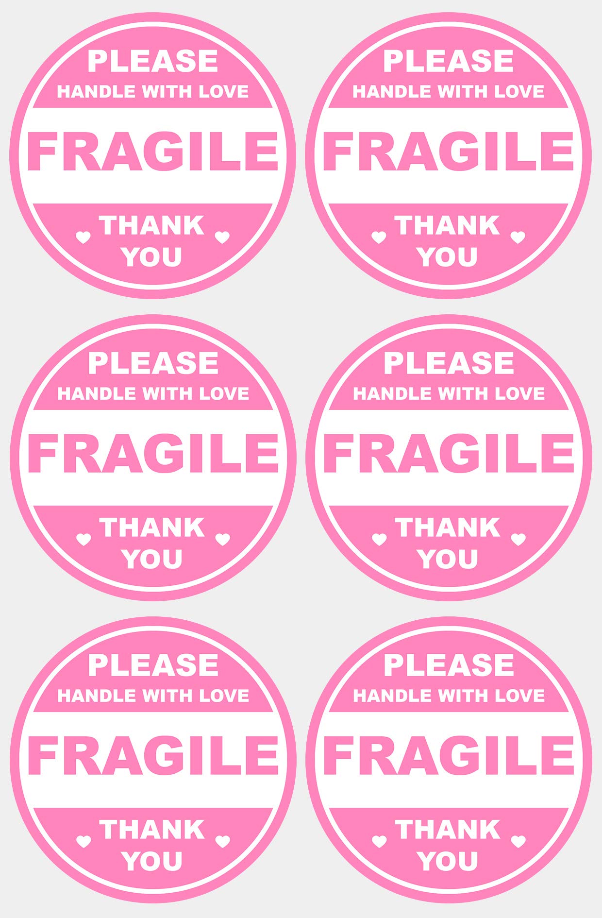 2 inch 300 PCS Pink Round Fragile Labels Circle Fragile Stickers for Shipping Mailing Envelops Cartons Pallets Adhesive Labels-Poskornwel