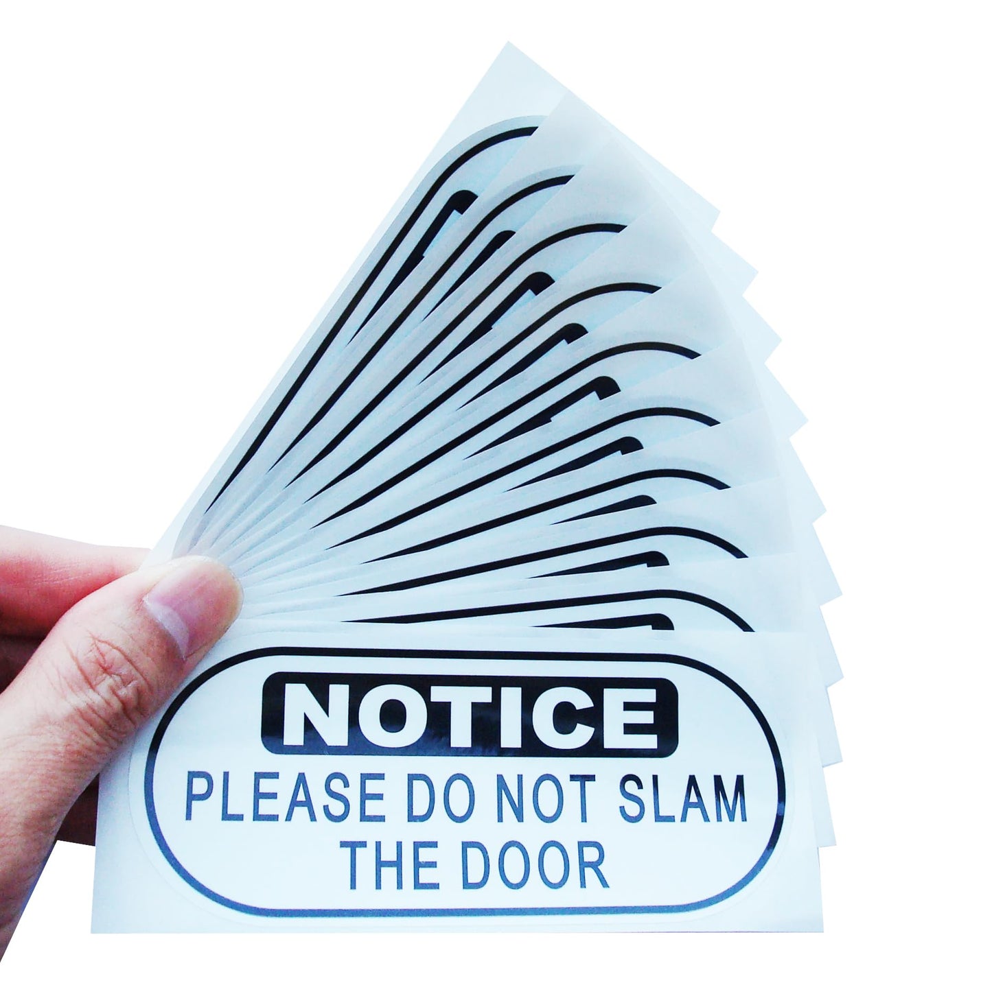 10 pcs Oblong Do Not Slam The Door Vinyl Stickers,UV Waterproof Scratch Resistant Film Labels,2 inches by 4.5 inches Self Adhesive Stickers