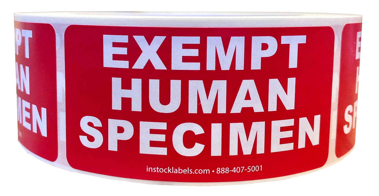 Exempt Human Specimen Medical Healthcare Labels 1.5 x 3 Inch 500 Total Labels