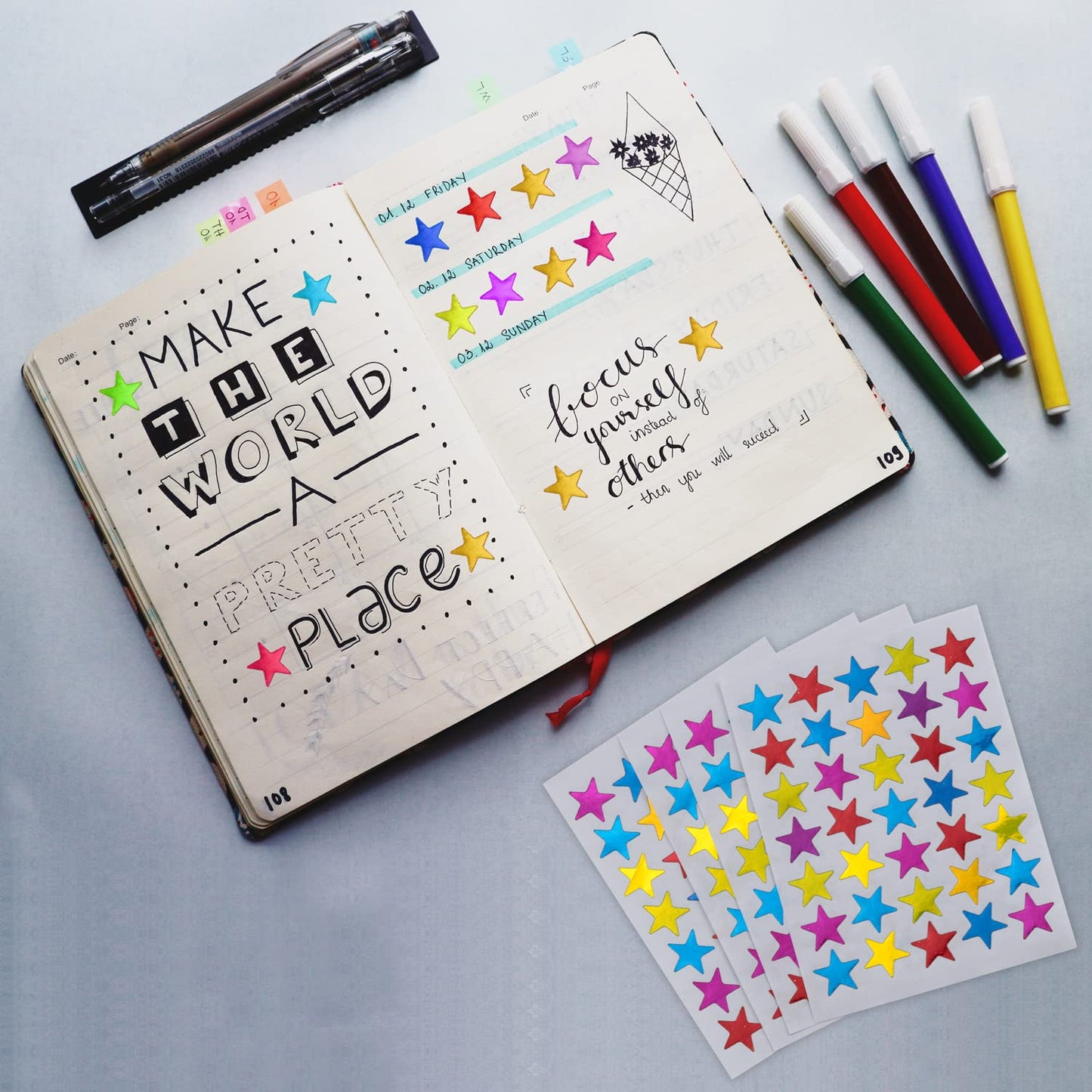 3500 Count Star Stickers for Paper Notebook, Journal Self-Adhesive Foil Star Labels 100 Sheets (Mixed Colors)