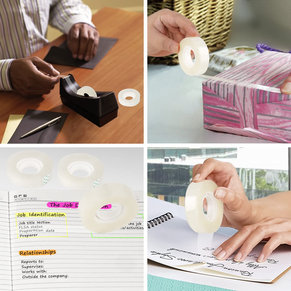 Transparent Tape, 16 Rolls Clear Tape Refills for Dispensers, 1800'' Extra Long Inviseble Tape, All Purpose Transparent Glossy Tape, Gift Wrapping Tape for Office/Home/School